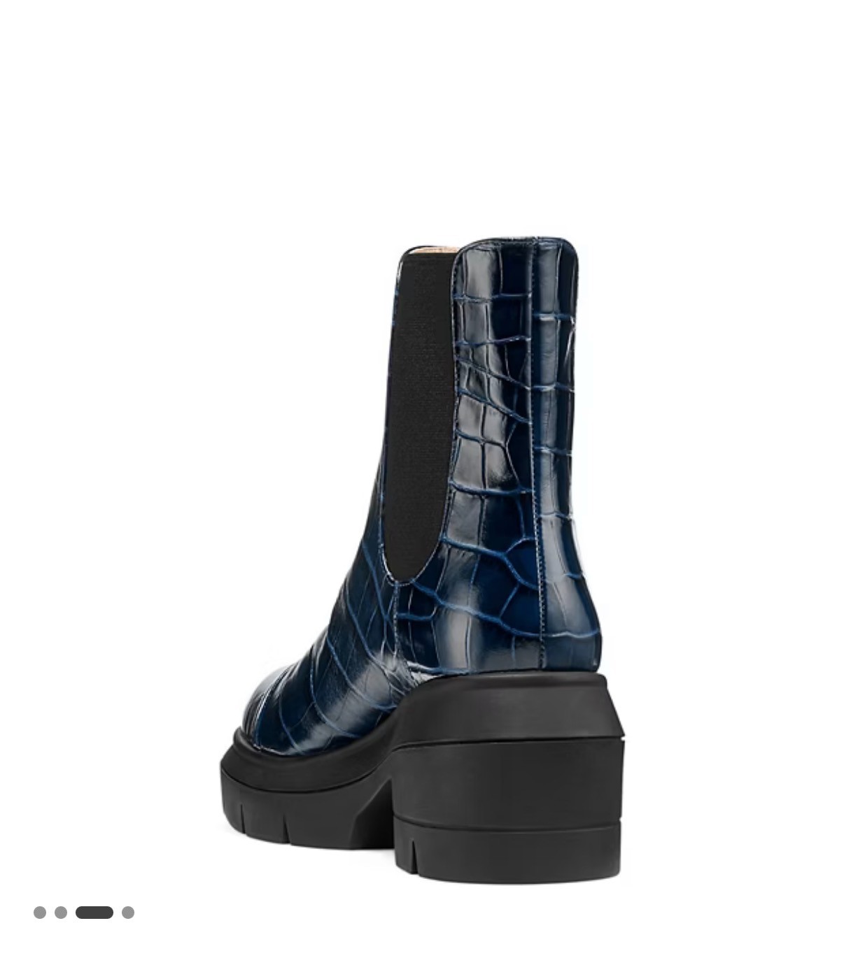 Stuart Weitzman Norah Chelsea Lug Sole Bootie -Navy Croc Embossed Leather-Sz 8