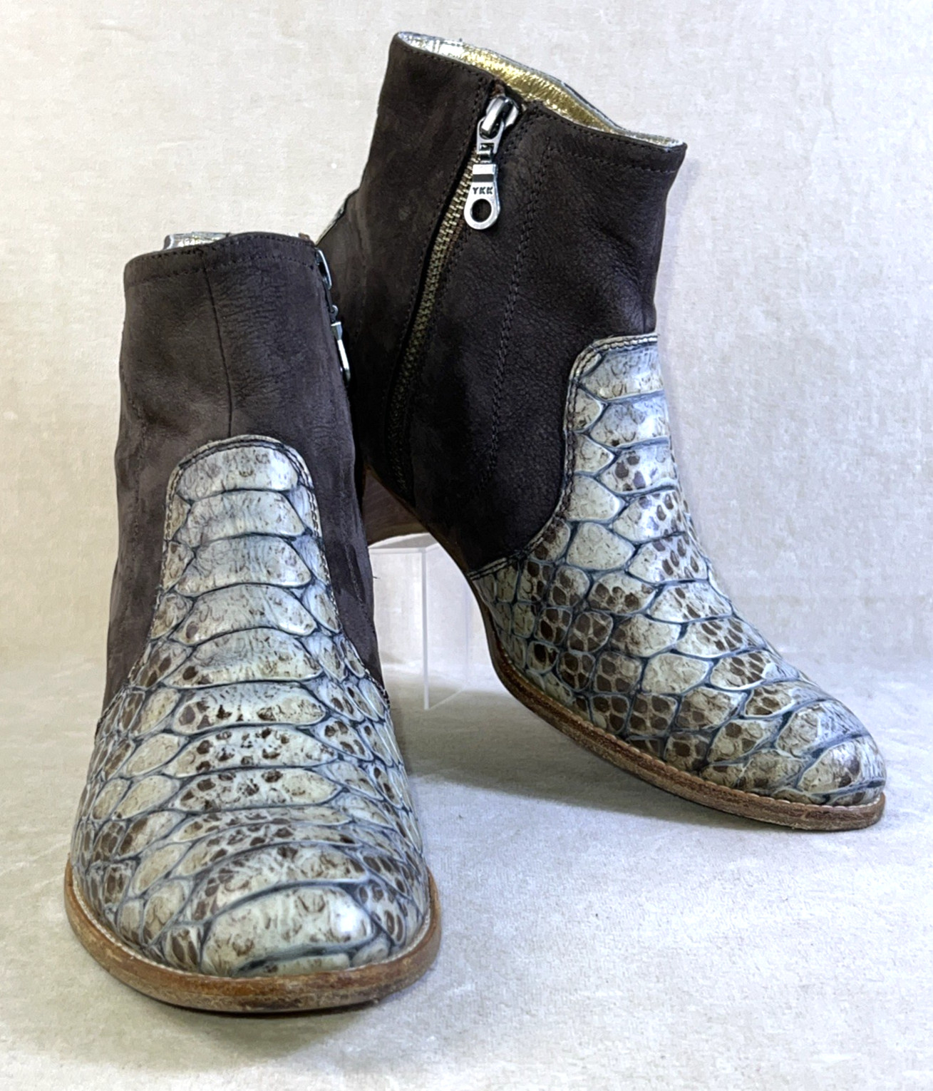 Modern Vice Made in NYC Jett Last Booties Womens 38.5 Leather Snakeskin Preloved