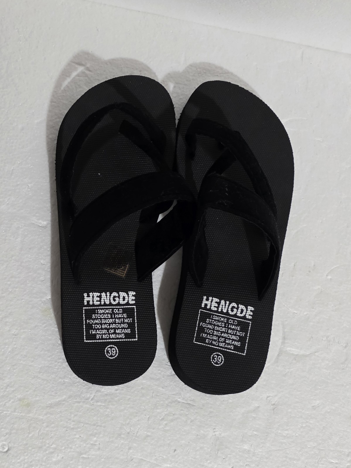 Hengde Black Velveteen Toe Strap Slides 2.5in Wedge-1.5in Women’s Size 8.5
