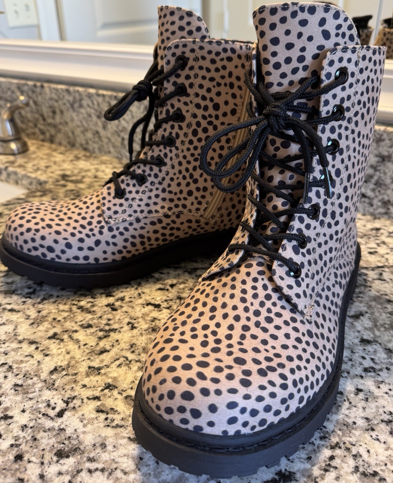 Torrid Polka Dot Lace-Up Combat Ankle Boots Side Zip Round Toe Women’s 10W