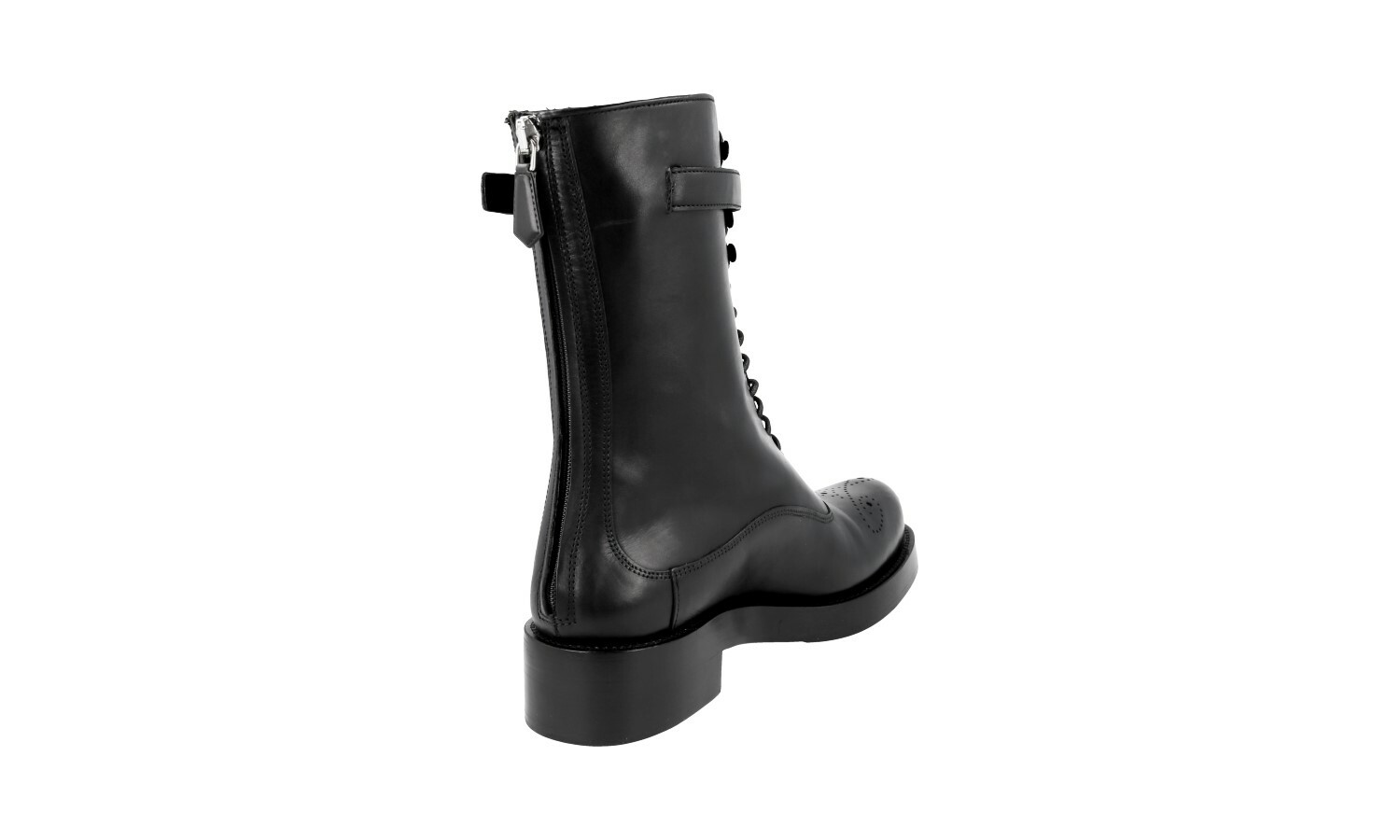 HIGH END PRADA PLATEAU BROGUE HALF-BOOTS 1U053G BLACK NEW US 6.5 EU 36,5 37