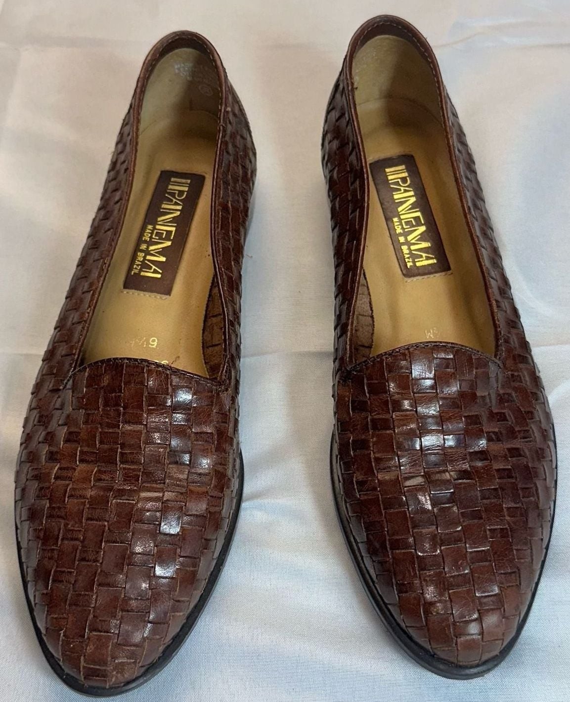 Vintage Ipanema Brown Woven Brazil Leather Slip-On Loafer Flats 6.5M
