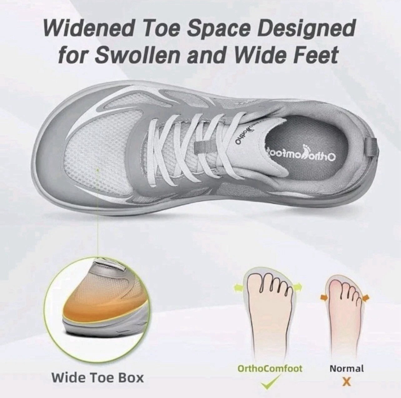 ORTHO COMFOOT Comfort Women Size 7 Wide Diabetic Plantar Fasciitis Walking Shoes