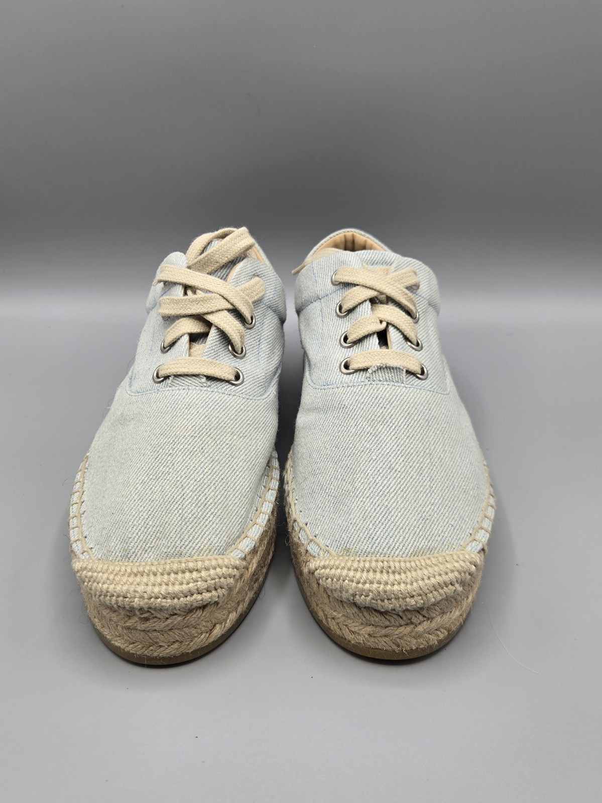 MM6 Maison Margiela Light Denim Lace-Up Platform Espadrilles Size EU 38 / US 8