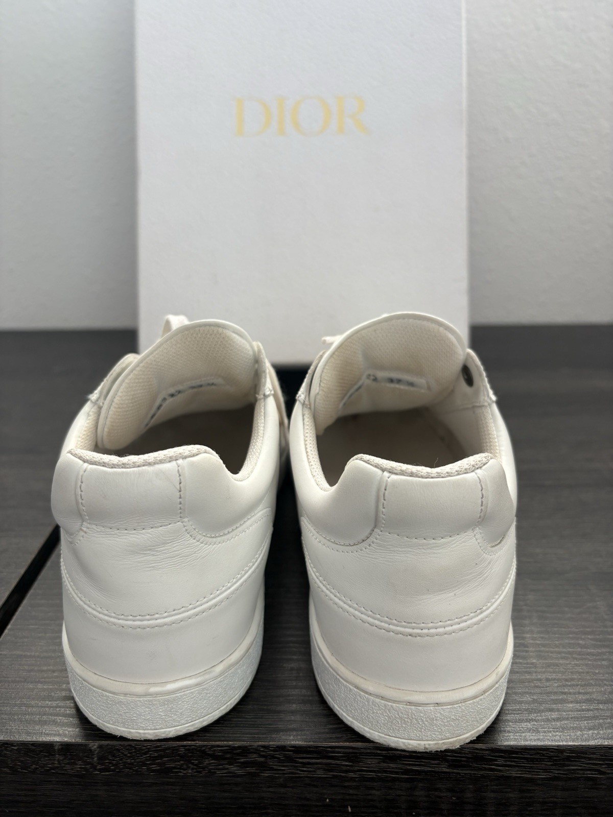 Authentic Dior White/Black Low Top Lace-Up Logo Sneakers Casual Athletic
