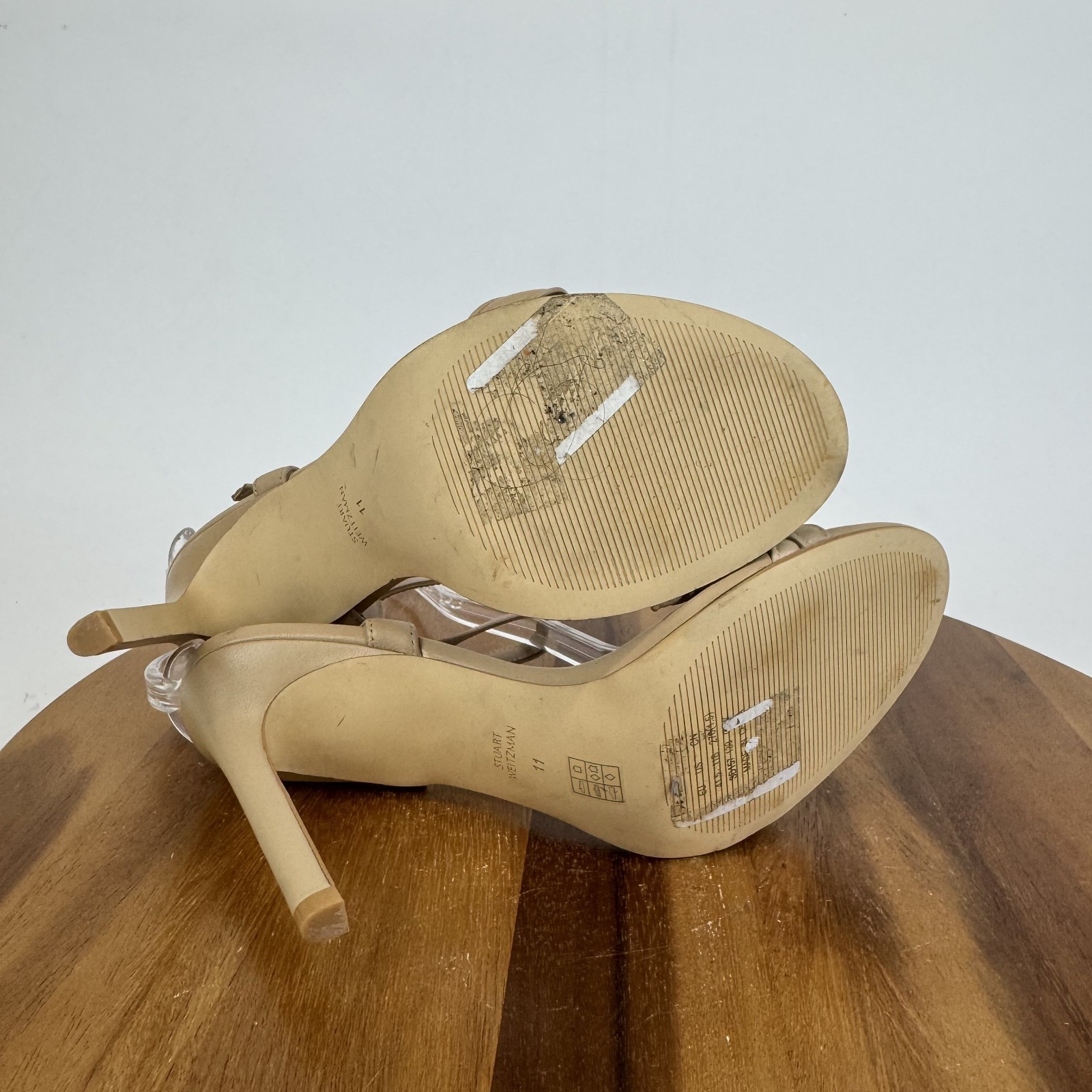 Womens Stuart Weitzman Dancer Twistie 100 Beige Strappy Heel Sandals Size 11 B