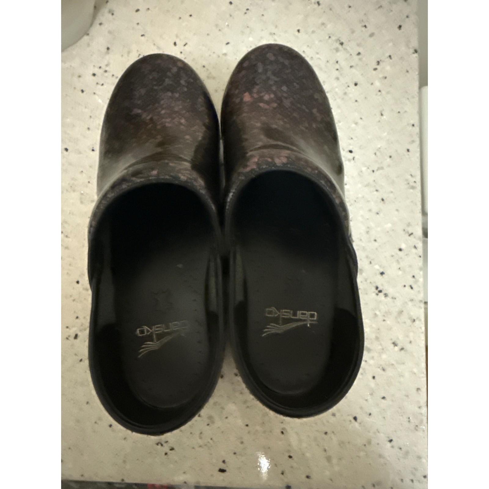 Dansko Professional Clogs Black Purple Galaxy Iridescent Patent Leather Shoes 36