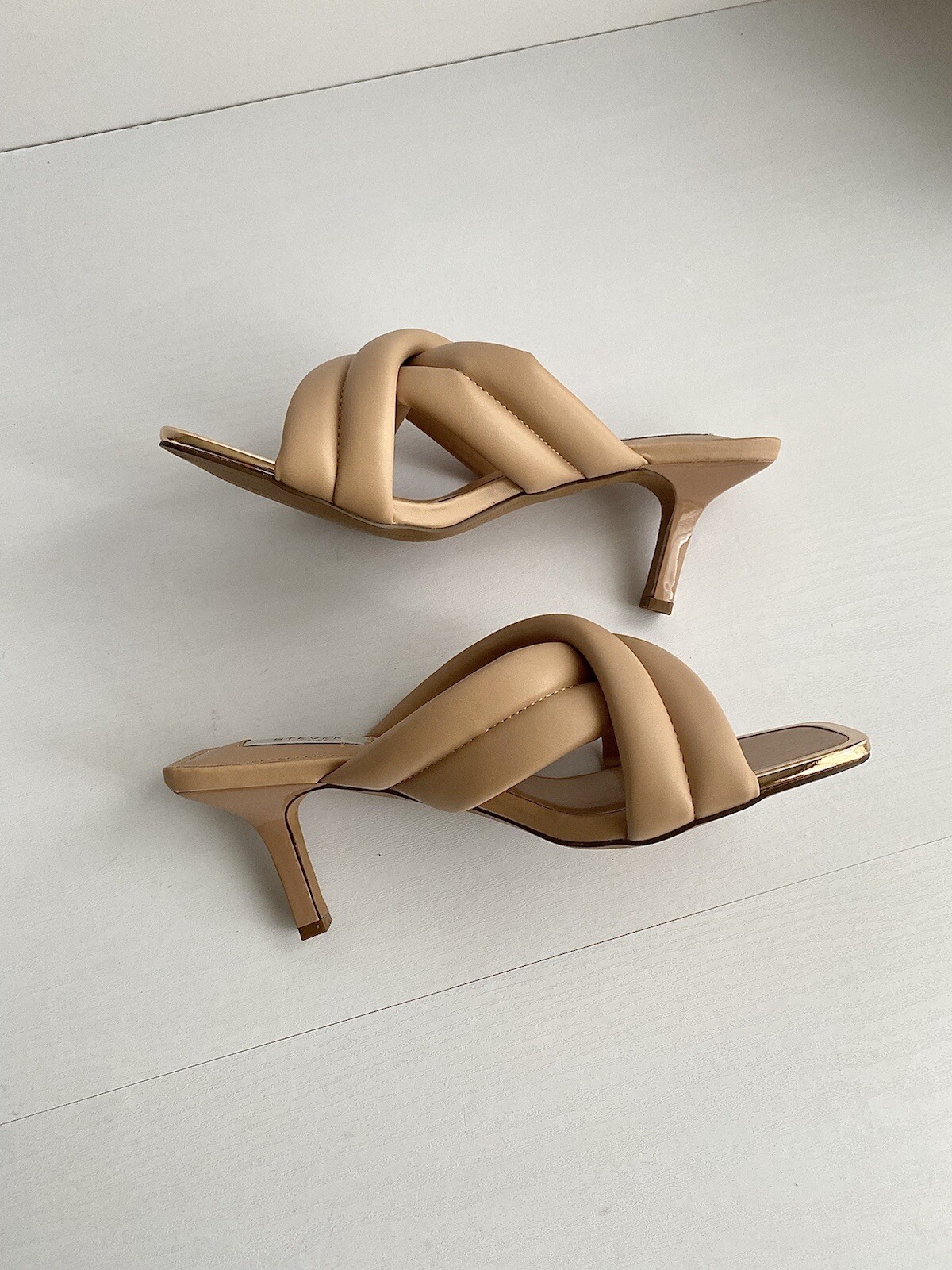 ✨New STEVEN NEW YORK Imara Faux Leather Squared Toe Sandals Nude Womens Size 9M