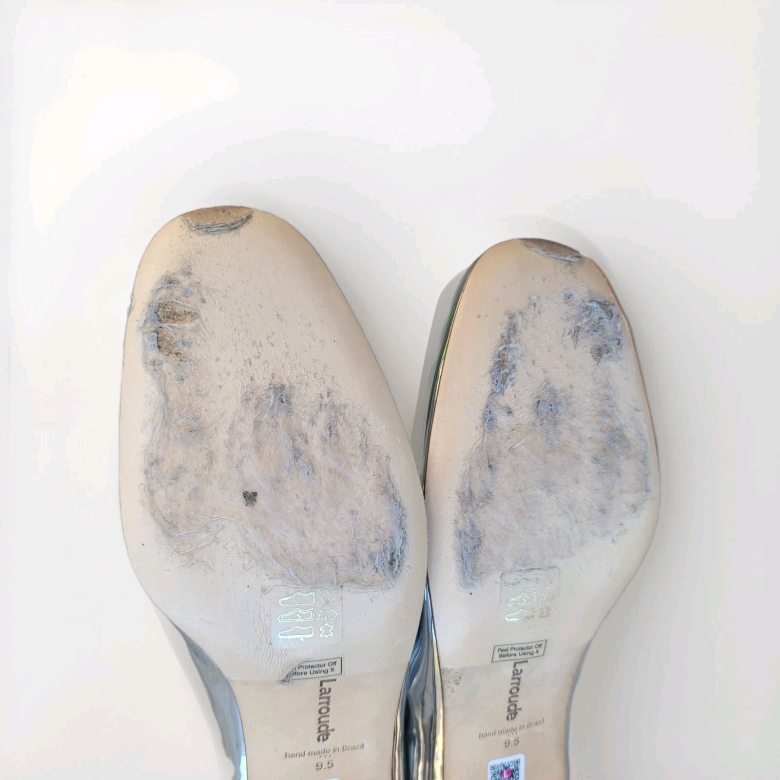 ​Larroude Blair Mary Jane Silver Specchio Leather Block Heel Pump Shoes Womens 9