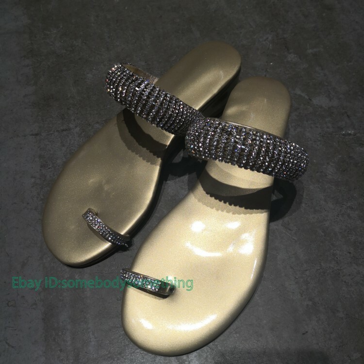 STYLISH Women Sandals Rhinestones Beach Slides Sandals Shoes Woman Big Size 4-15