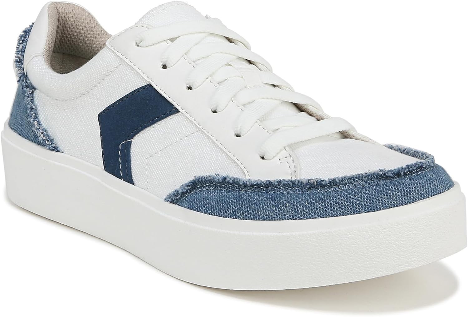 Dr. Scholl’s Womens Madison Lace White/Blue Fabric Sneaker Shoes (7832509) NEW