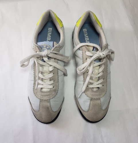 Bimba Y Lola Low Top Lace Up Sneakers EUR 37 Women’s 6.5 Suede Leather Beige Gym