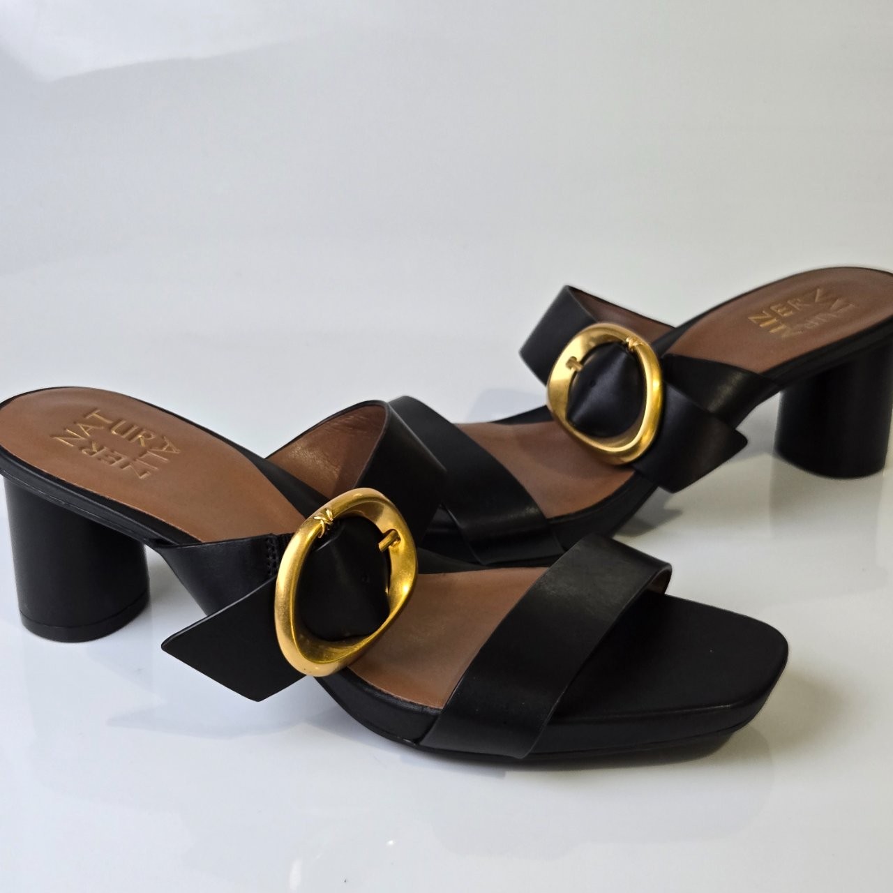 Naturalizer Ida Buckle Block Women’s Black Leather Heel US Size 8.5M
