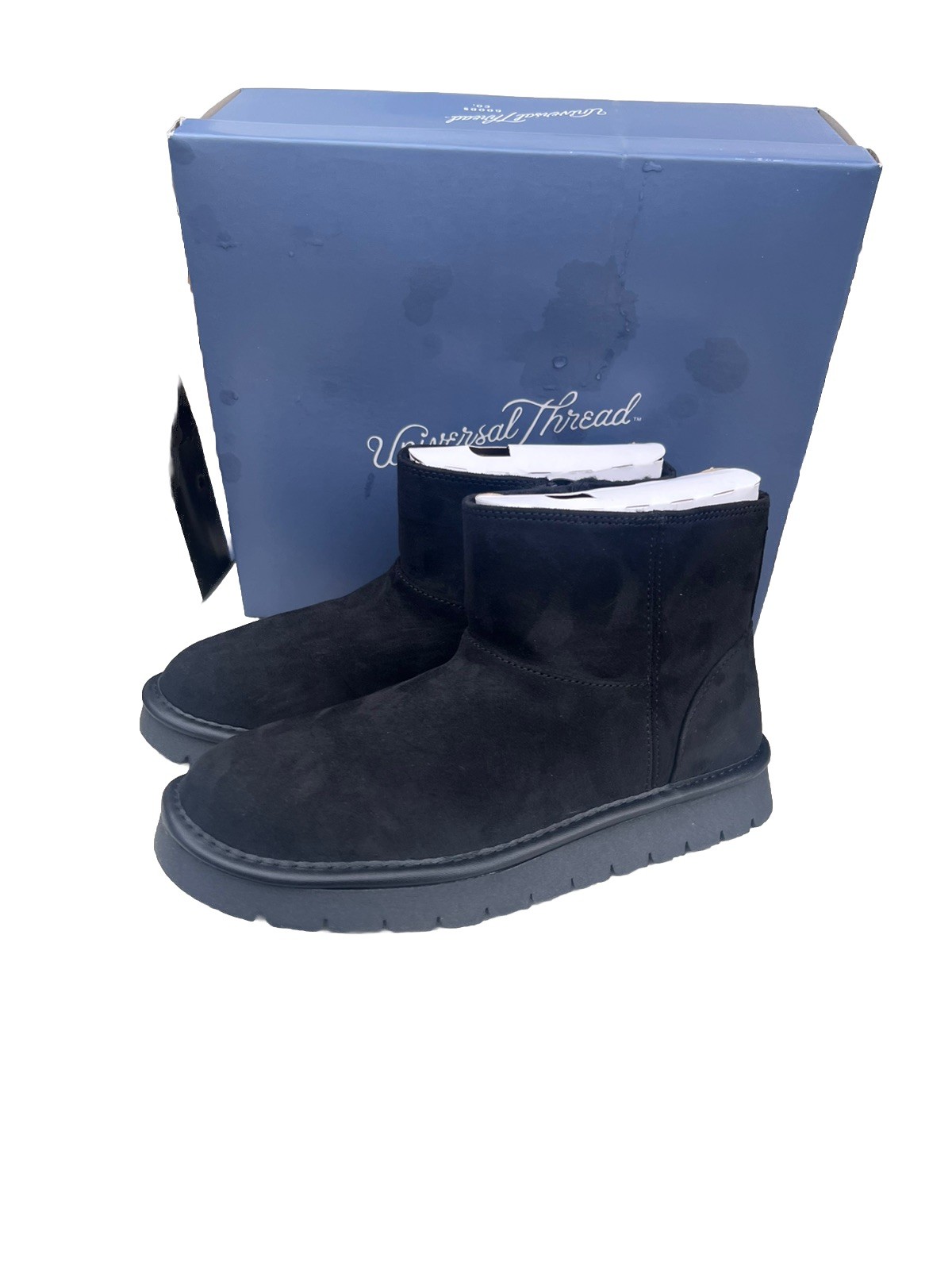 Women’s May Suede Booties with Memory Foam Insole – Universal Thread Black Sz 7