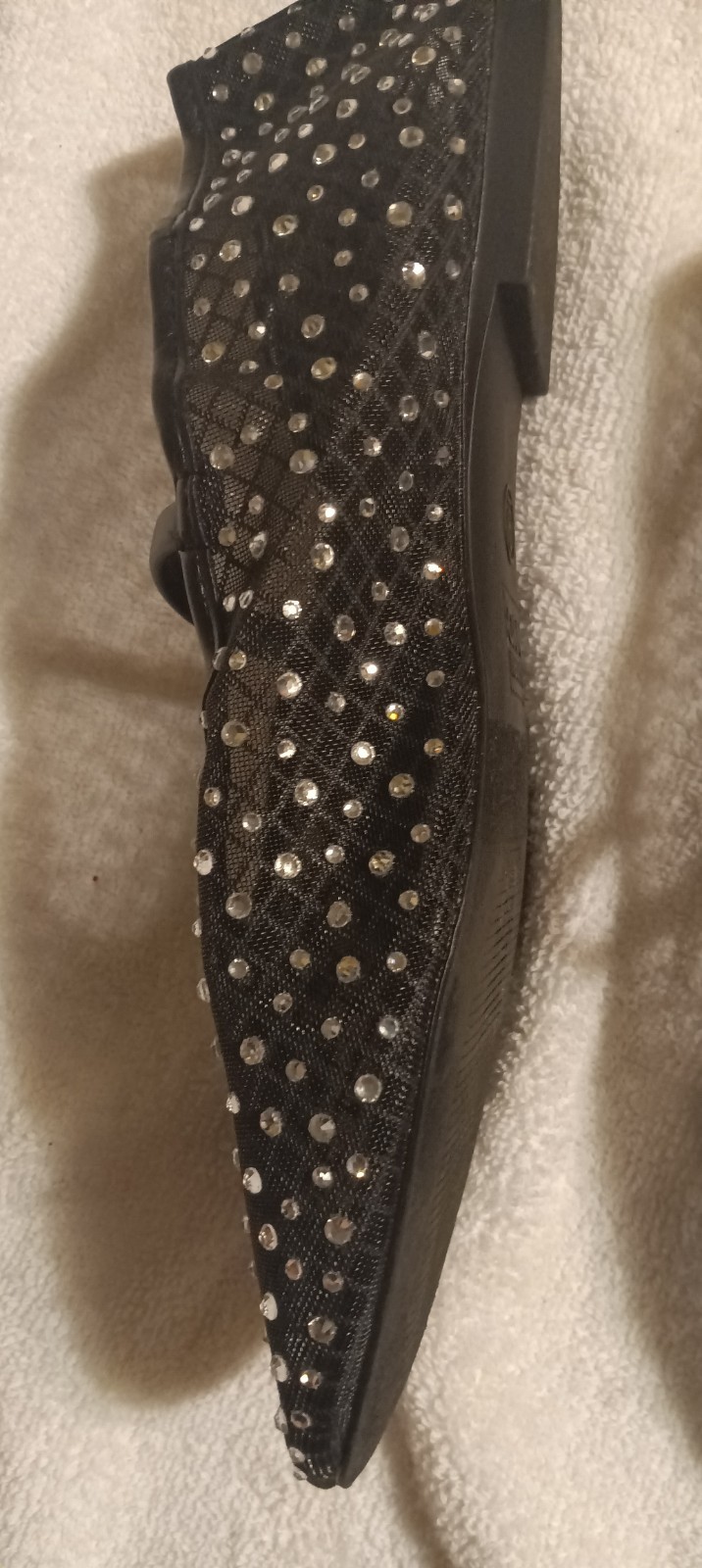 Madden NYC Women’s Black/Silver Studded Pointed Toe Slip-On Block Heel Pumps 9