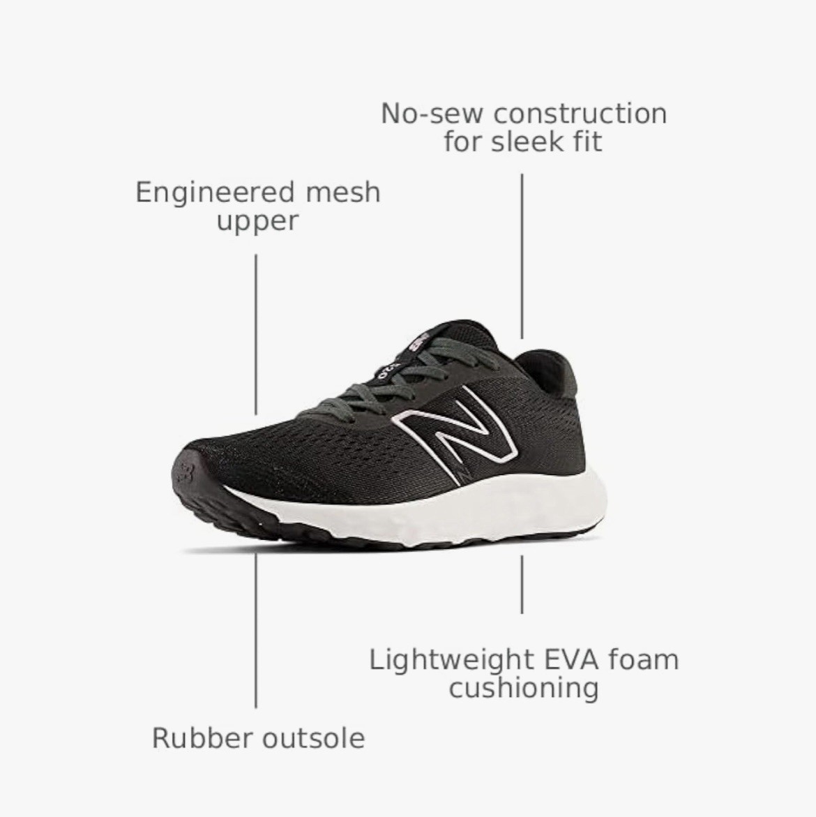 New Balance Women’s 520 V8 Black/White/Pink Mesh Low Top Lace-Up Running