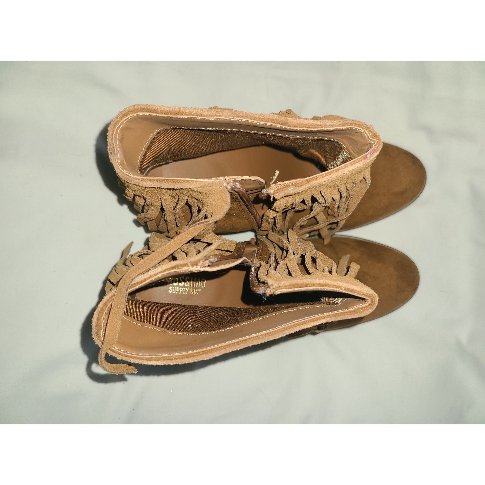 Mossimo Supply Co Bertie Cognac Fringe Ankle Boots Womens 8.5 Brown Western Heel