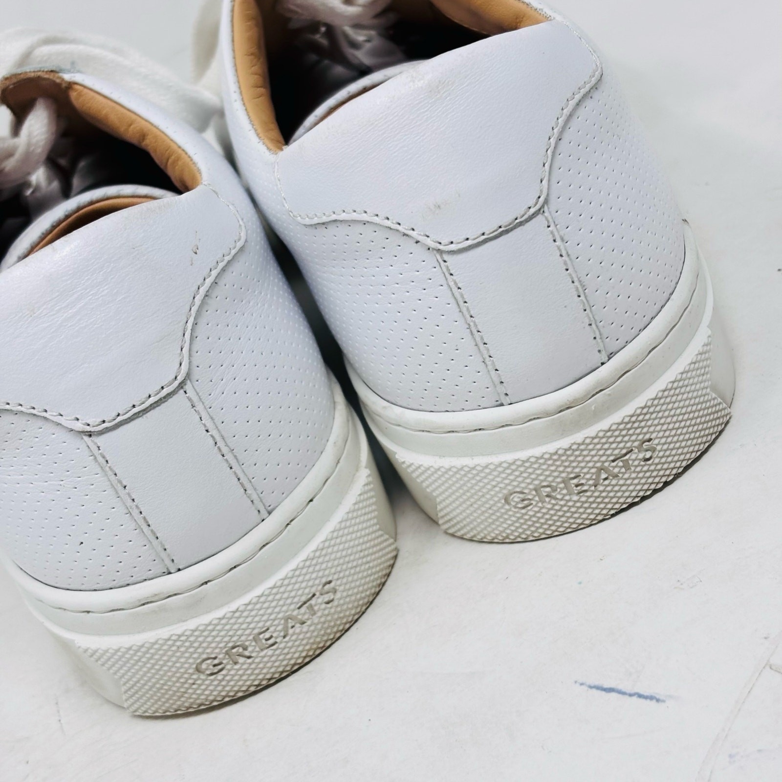 Greats Brooklyn Sneaker Size 9.5 Royale Perforated White Leather Lace Up Italy