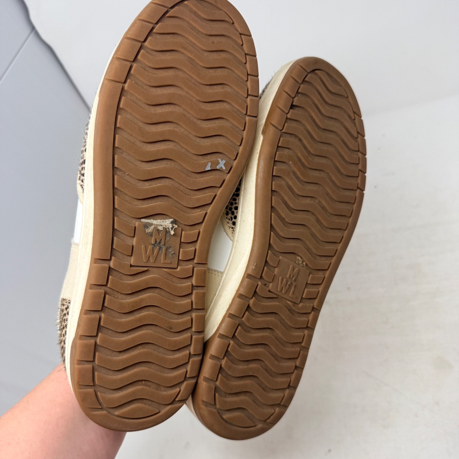 Madewell Court Sneakers 9.5 White Leather Cheetah Real Calf Hair Low Top