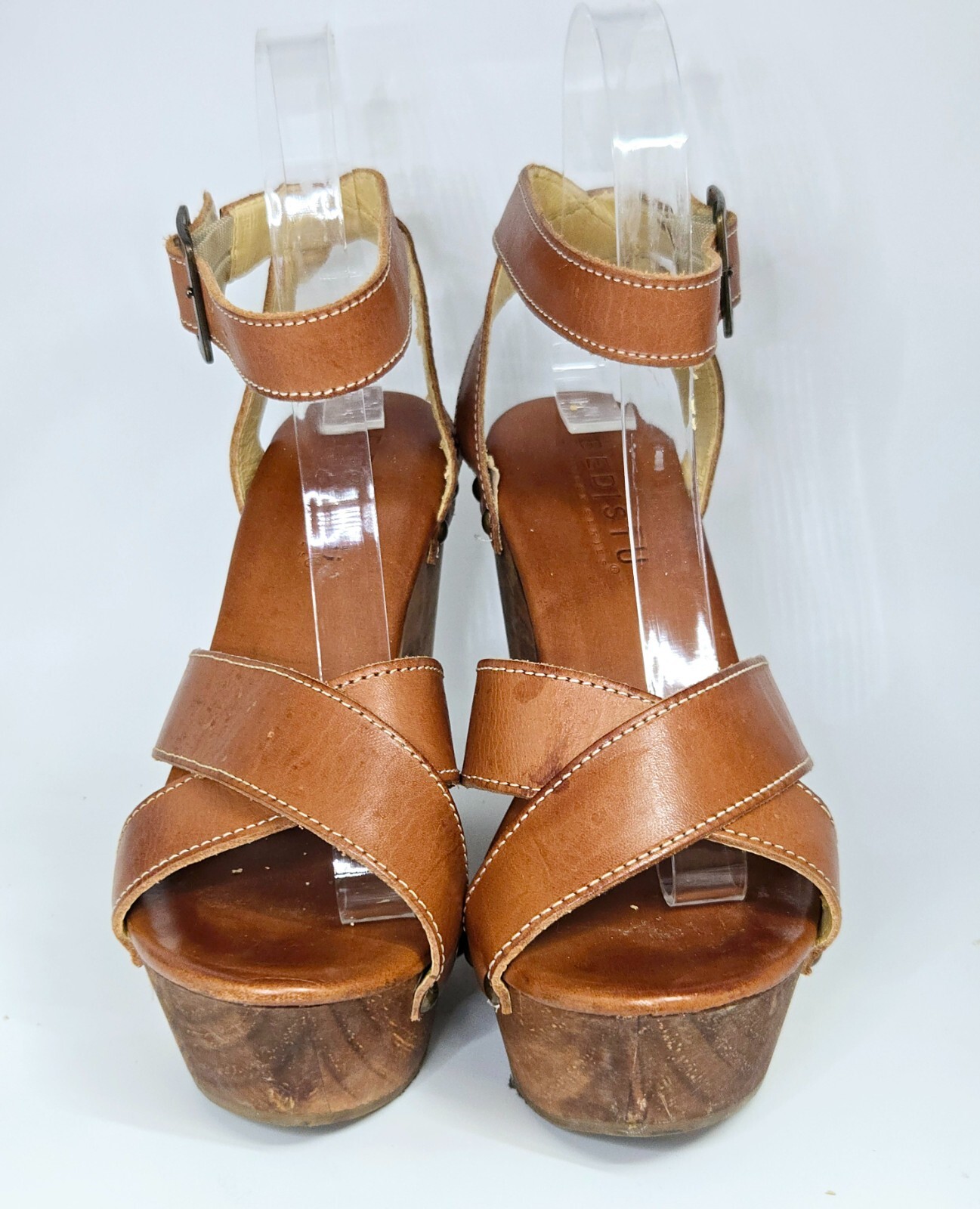 BED|STU Madeline Leather Wooden Platform Sandal – Cognac – Size 6.5 (RARE/EUC)