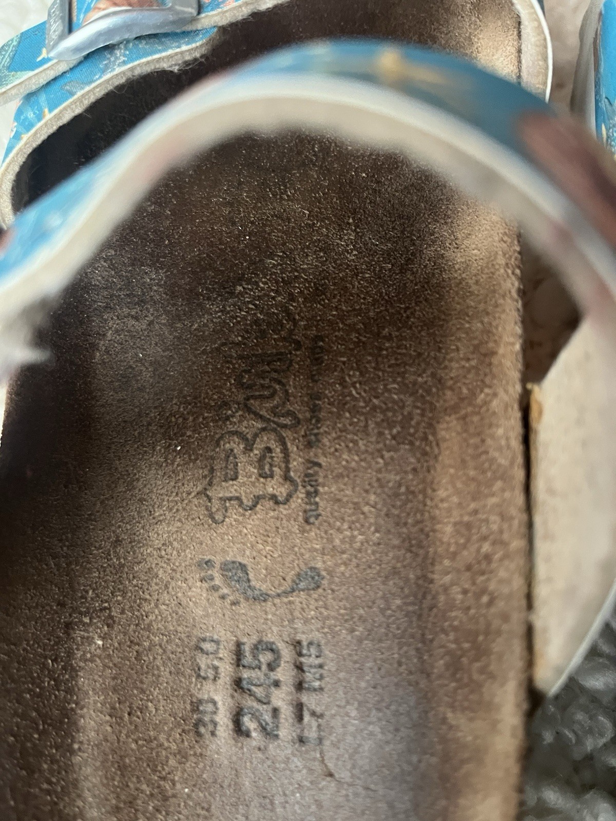 Birkenstock Blue Floral Starfish Two-Strap Buckle Slide Sandals US W 7-7.5