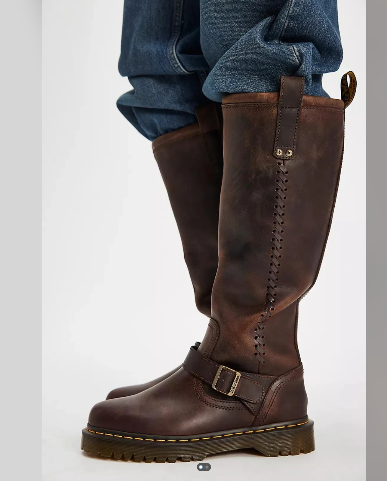 DR. MARTENS ANISTONE KNEE HIGH Orleans Leather Biker Boot MSRP$290 Punk&Timeless
