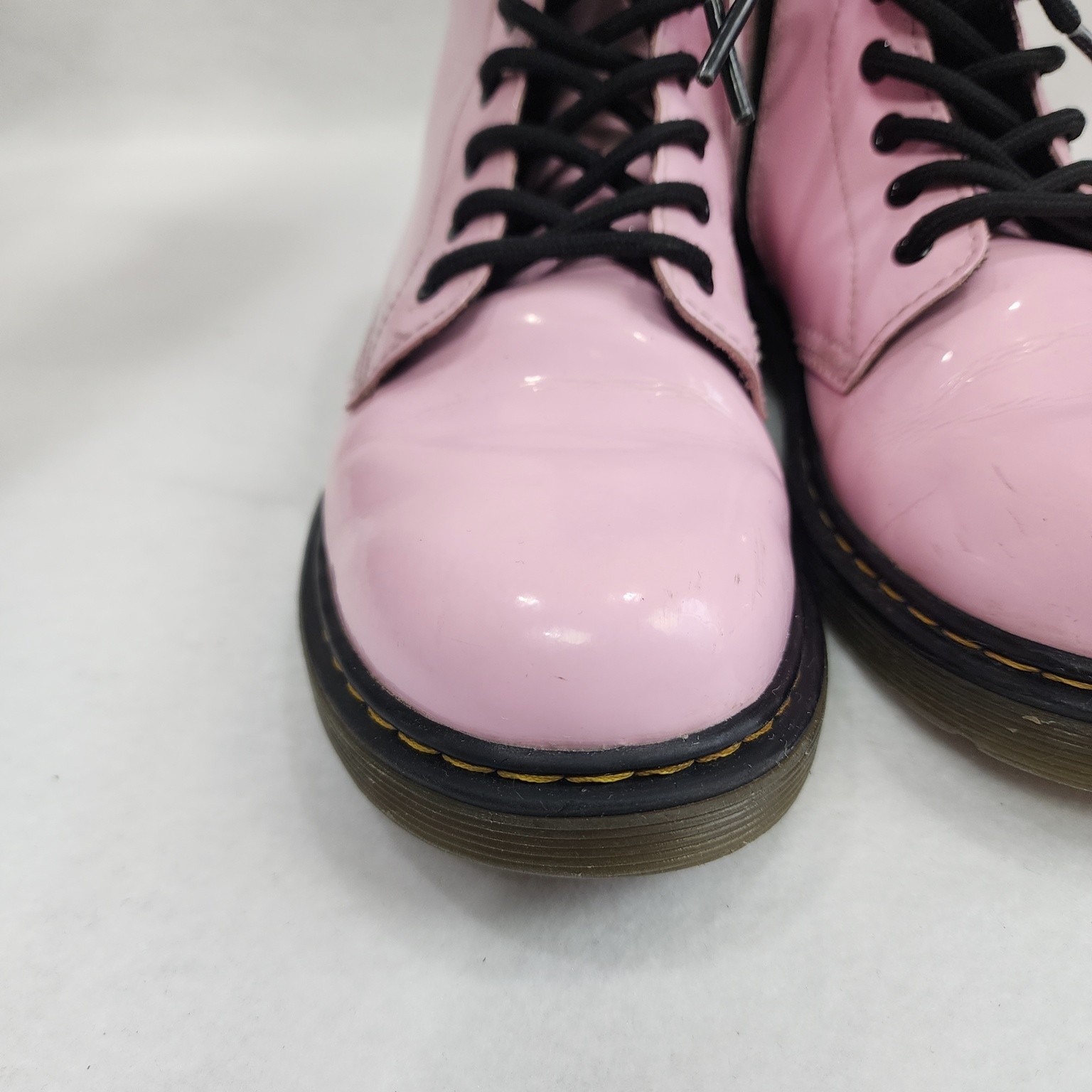 Dr. Martens 1460 Unisex M4/W5 Boots Pink Patent Leather Side Zip Combat Boots