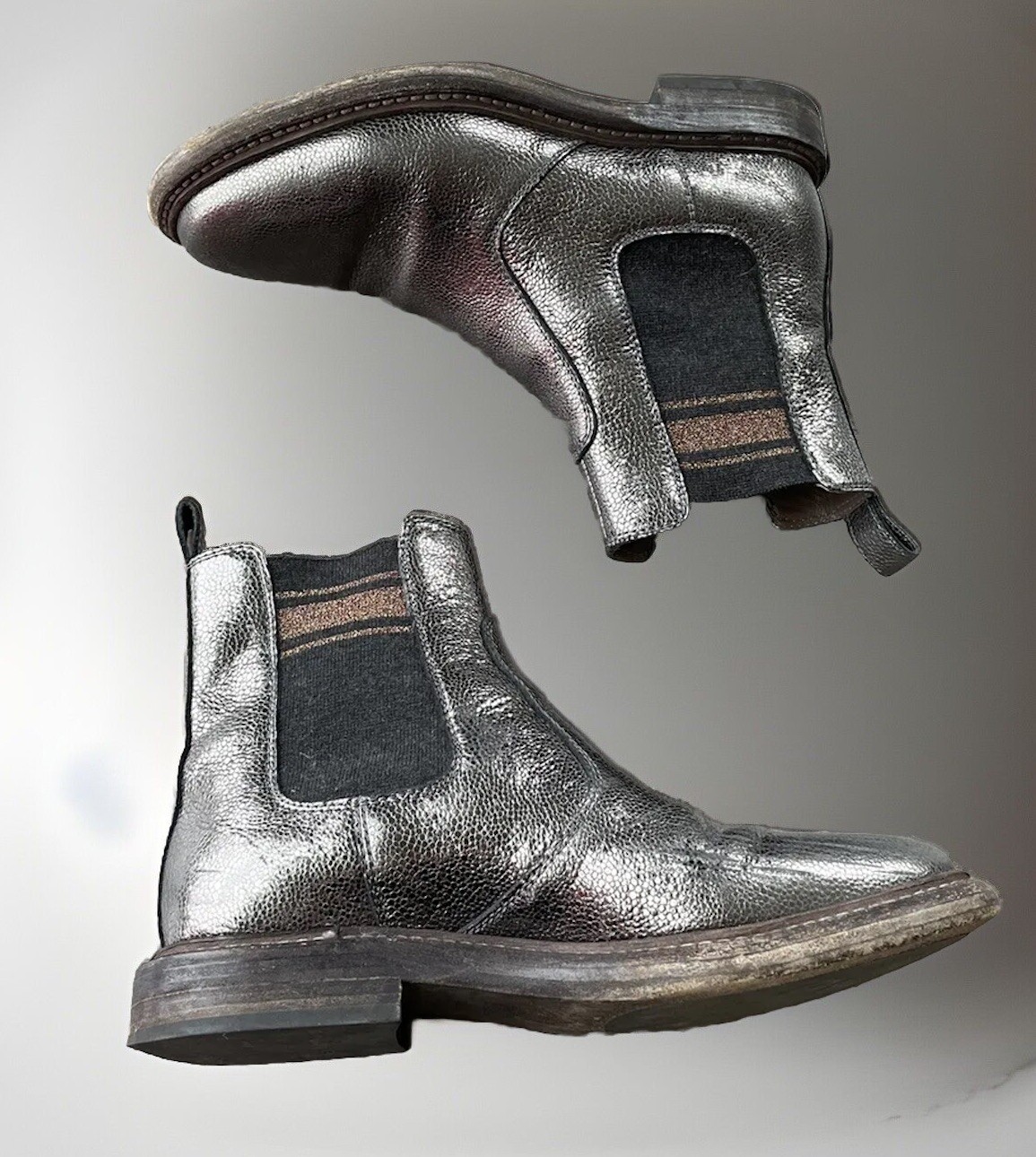 Brunello Cucinelli Broken Glass Leather Boots Size 36.5 Cashmere 6.5