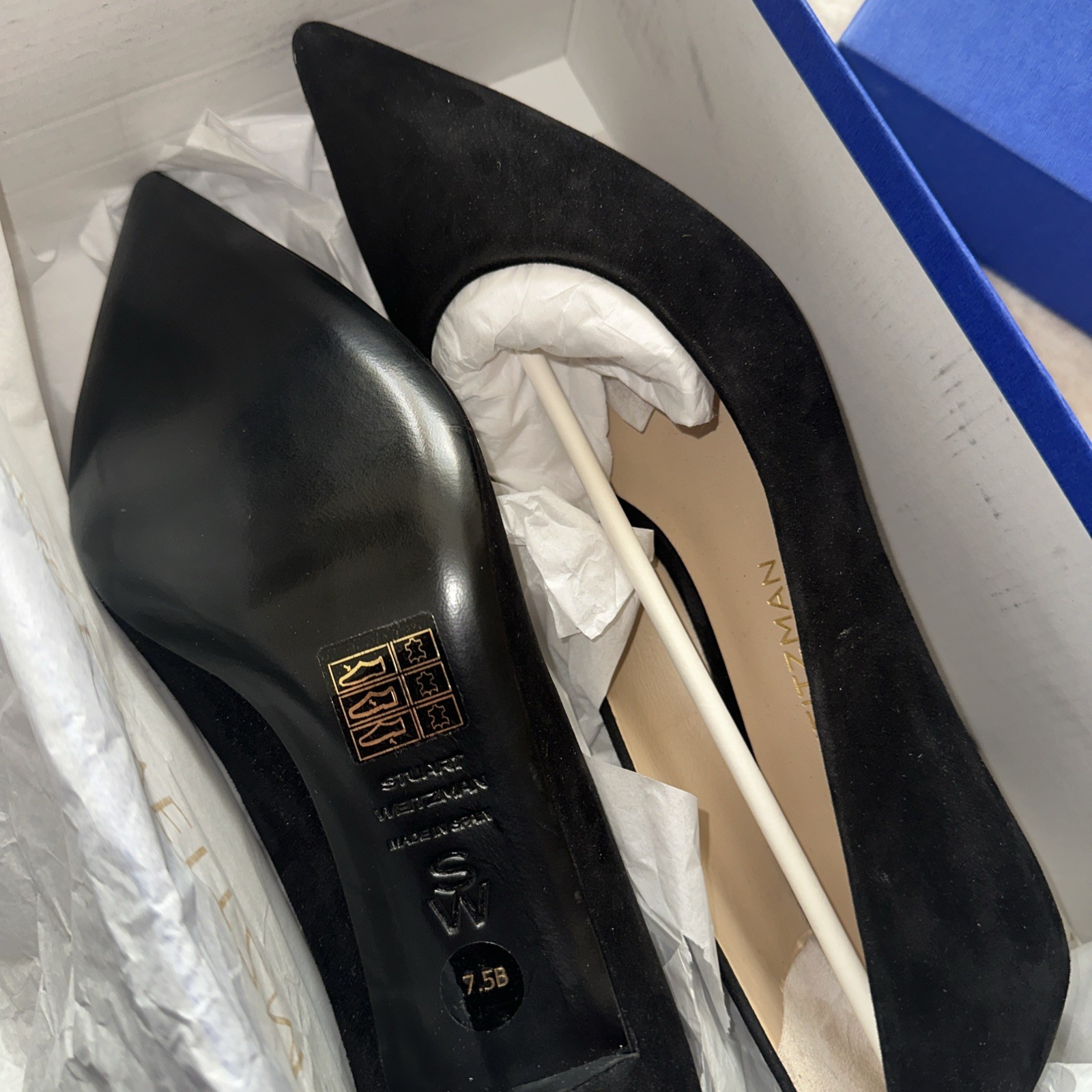 Stuart Weitzman Stuart Power 50 BLACK SIZE 7.5 B SUE-Suede