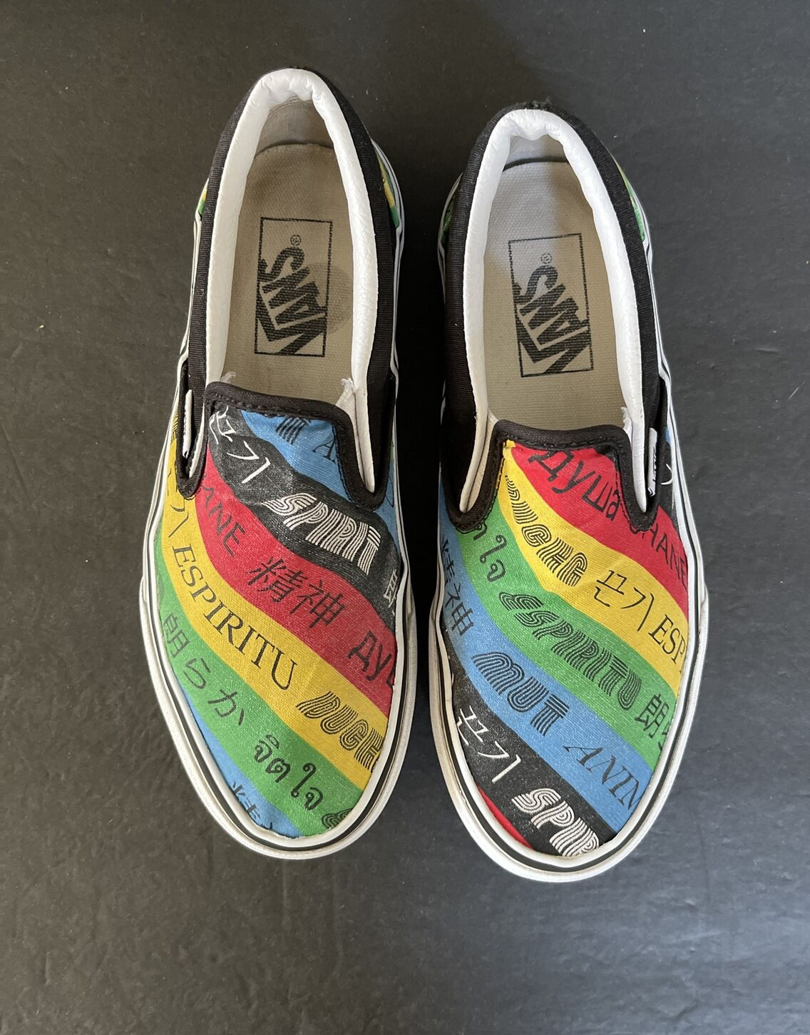 Vans Classic Slip-On Spirit Men 5- Women 6.5 Casual Shoes Multi/True White
