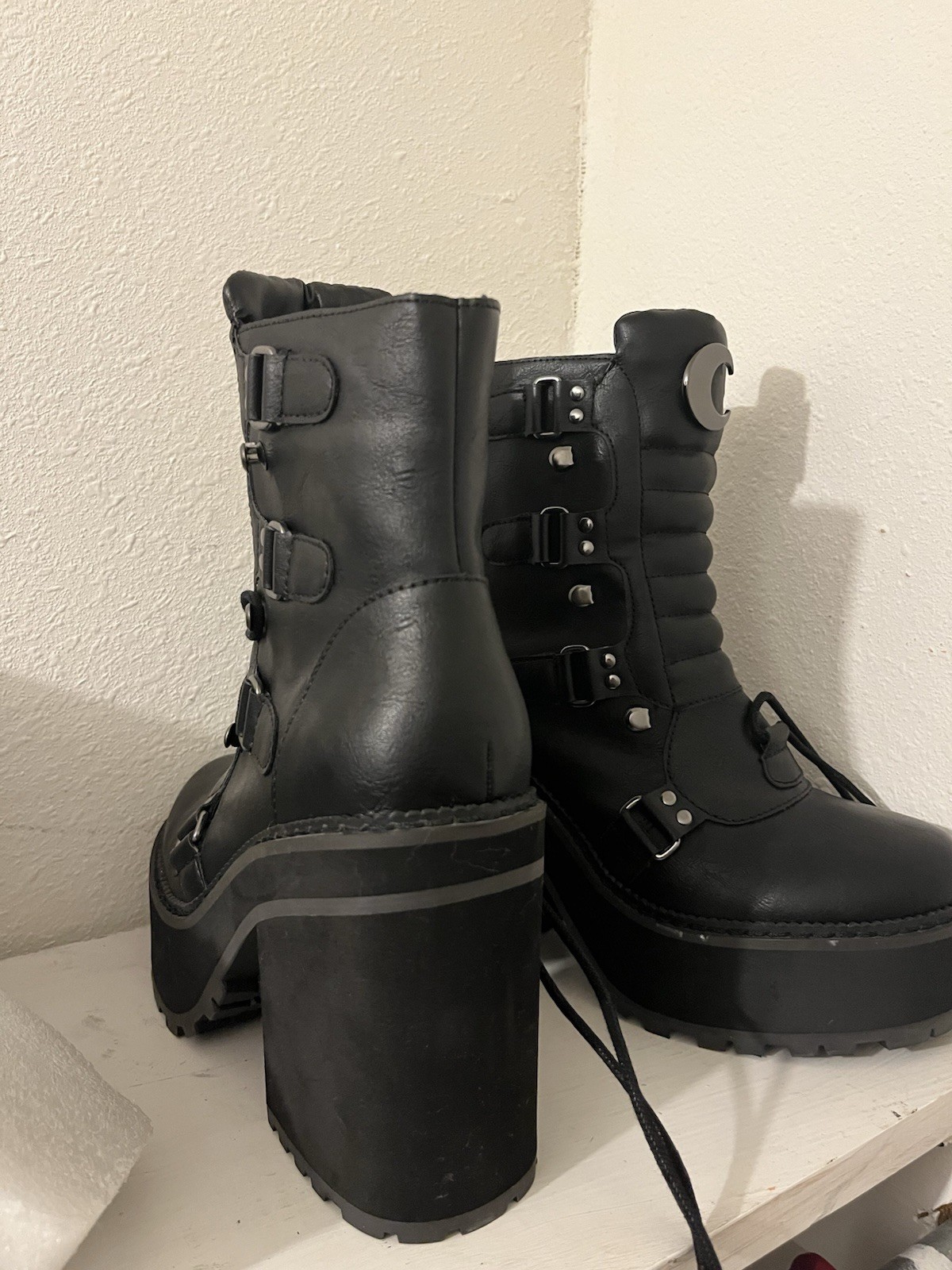 Killstar Broom Rider Moon Celestial Black Platform Lace-Up Ankle Boots 8