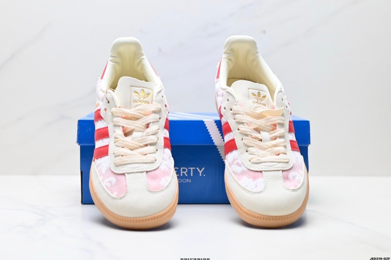 Adidas SAMBA OG X LIBERTY LONDON SHOES JR 8841 WOMEN’S White/light scarlet
