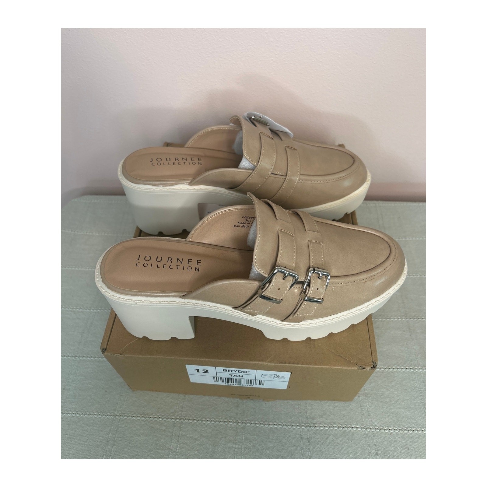 Journee Collection Brydie Women’s Tan Platform Mule Pump Tru Comfort Foam Sz 12