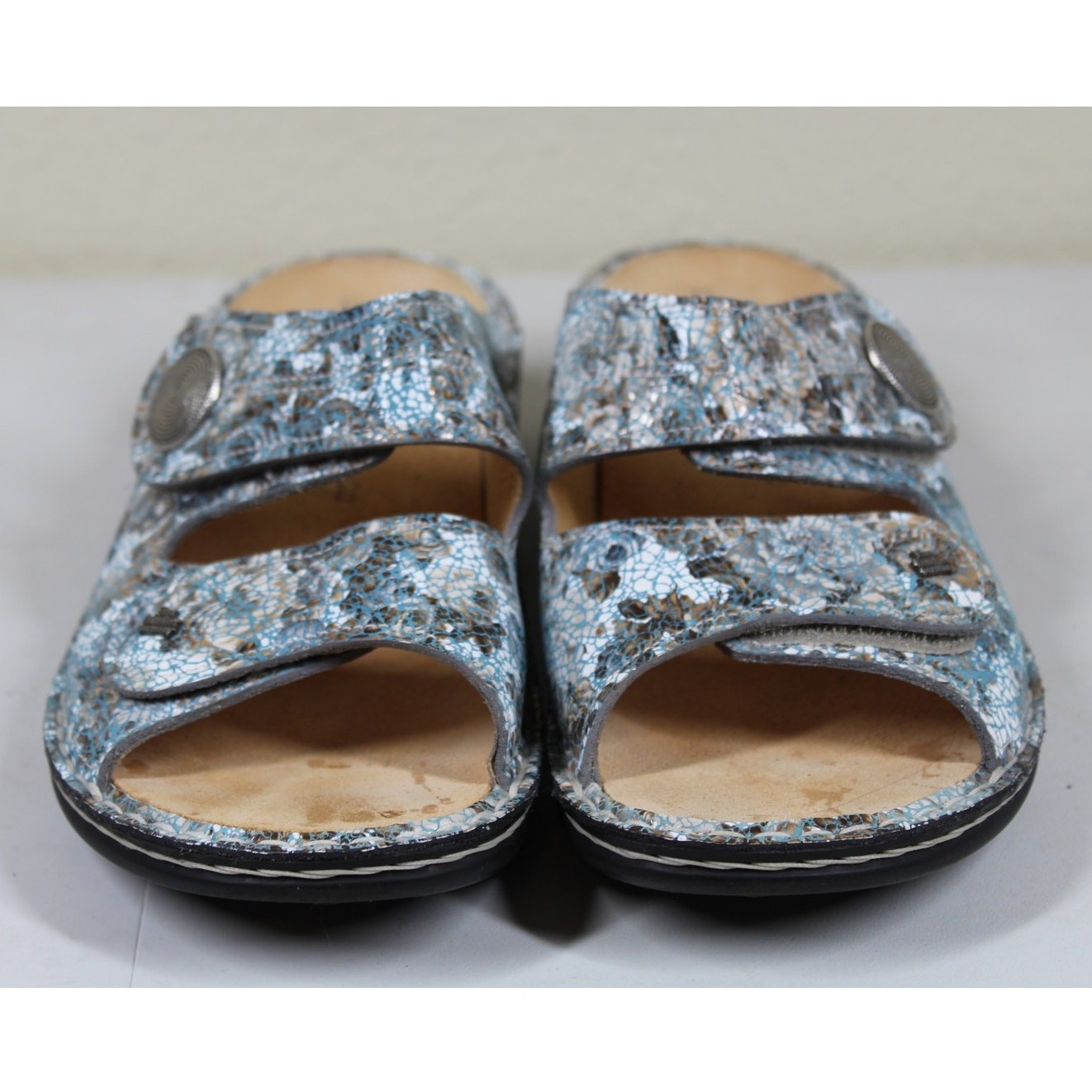 Finn Comfort Leather Sandal Sansibar Aqua Hook & Loop Women EU 37 US 6.5-7