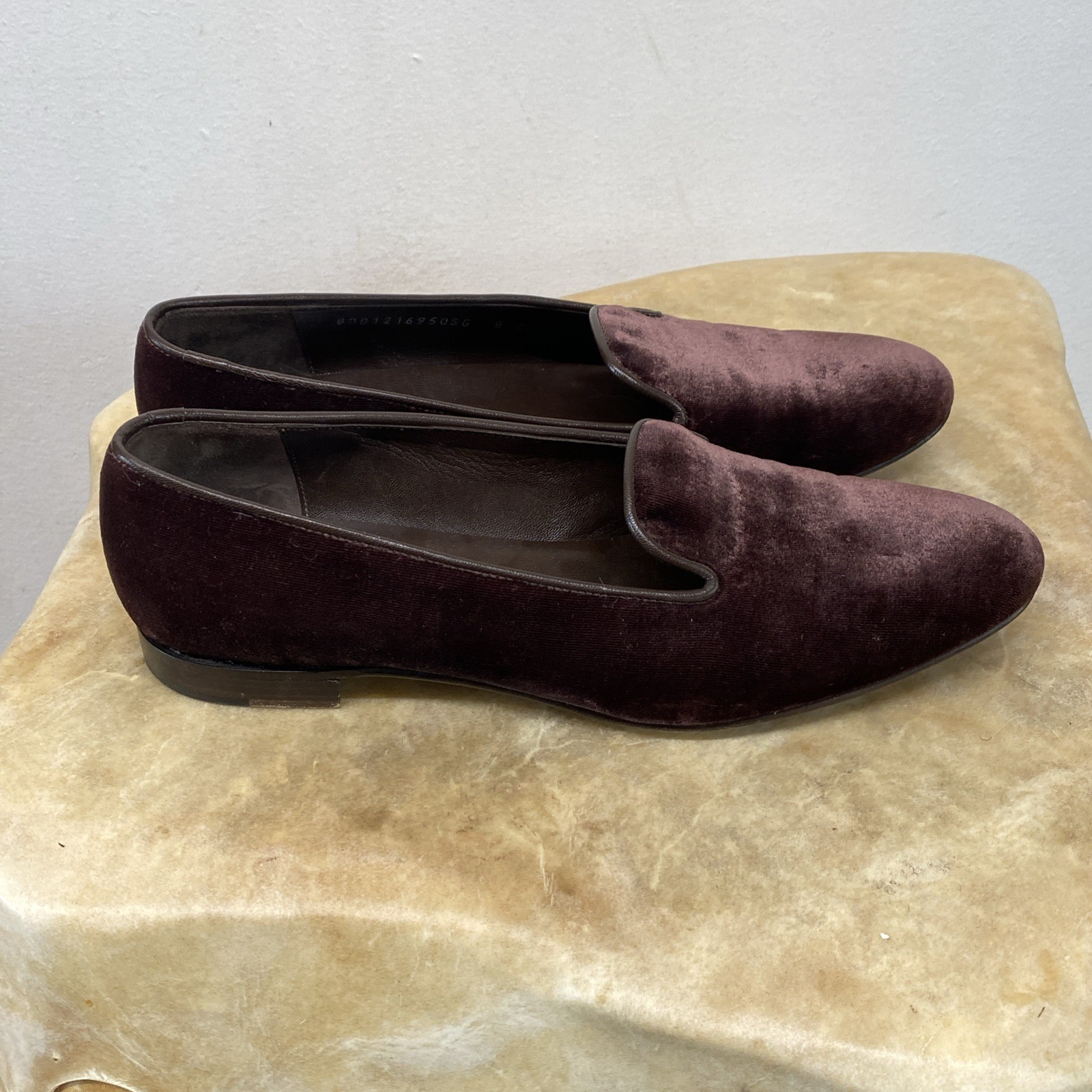 Ralph Lauren Purple Label Velvet Alonzo Smoking Slippers Women’s 8B Burgundy