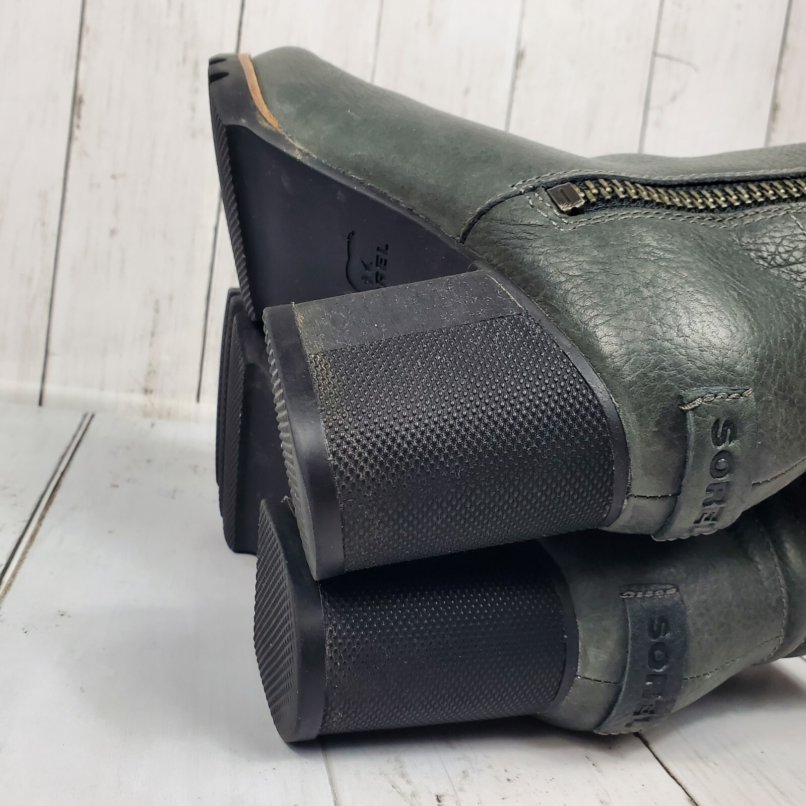 SOREL Danica Waterproof Ankle Bootie Sz 7.5 Gray Quarry Black Leather NL2547-052