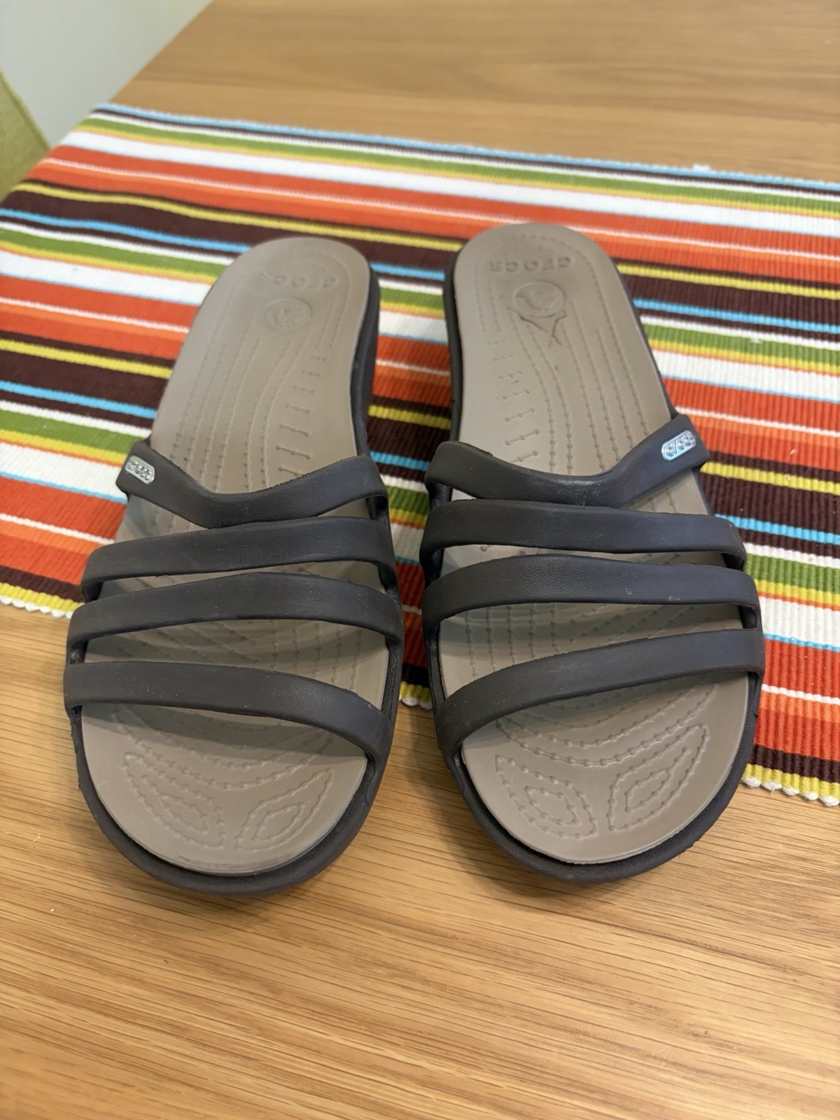 Crocs Rhonda Wedge Slide On Sandals Charcoal Women’s Size 8