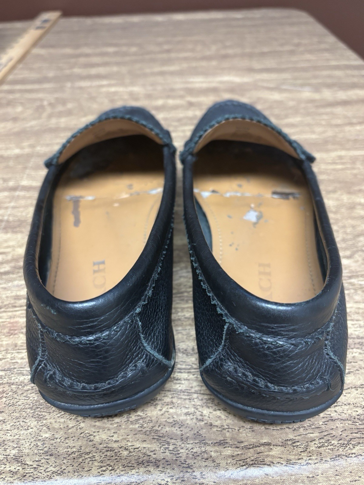COACH Odette Black Pebbled Leather Driving Loafers Moc Toe Shoes Women’s Size 8