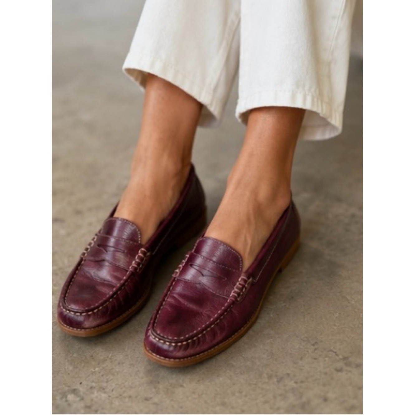 L. Bean Burgundy Leather Penny Loafers 6.5M Brazil Comfort Classic Preppy
