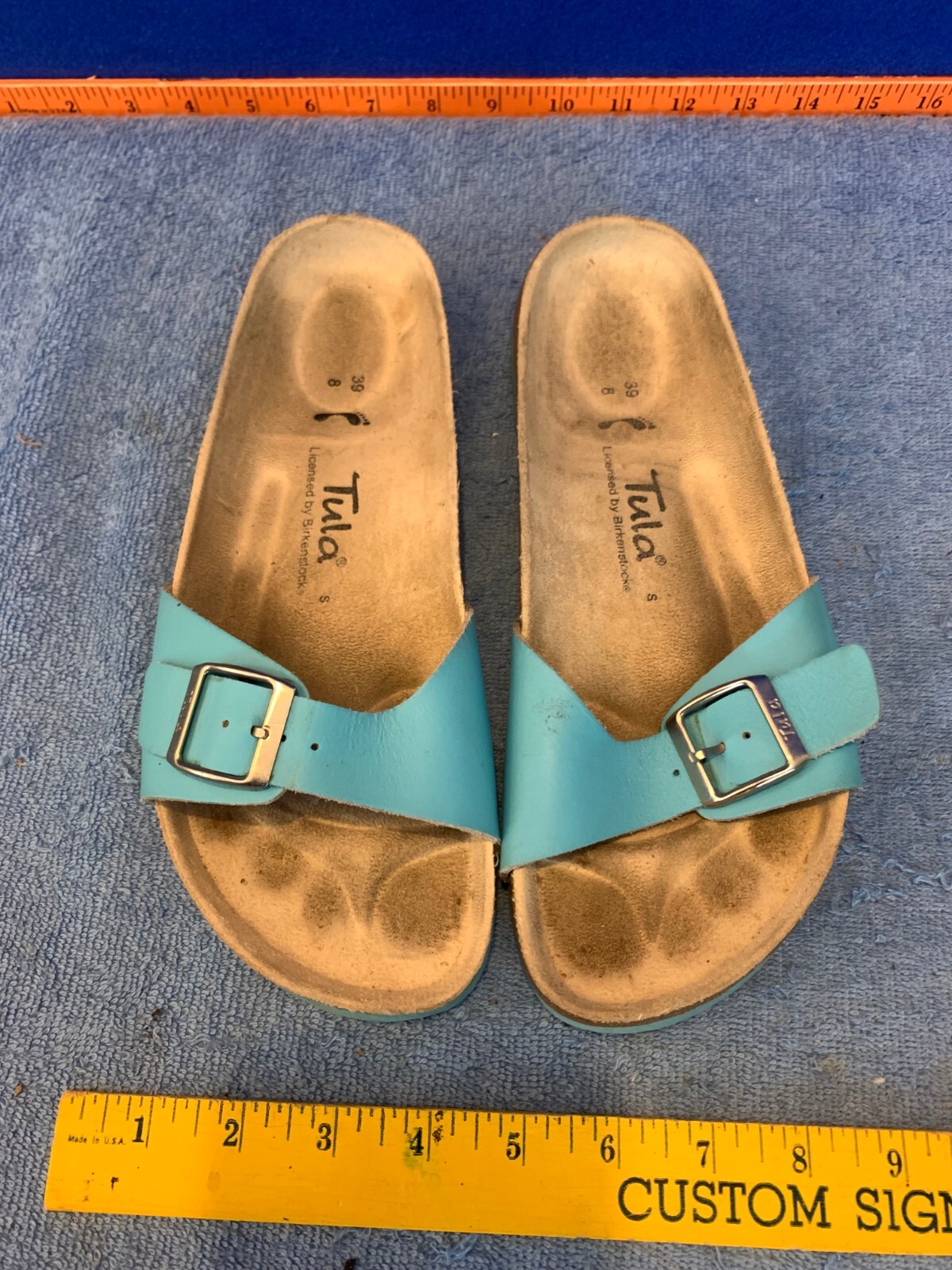 Tula By Birkenstock Madrid Slip On Sandals Slides Turquoise / Blue Size 39 us 8