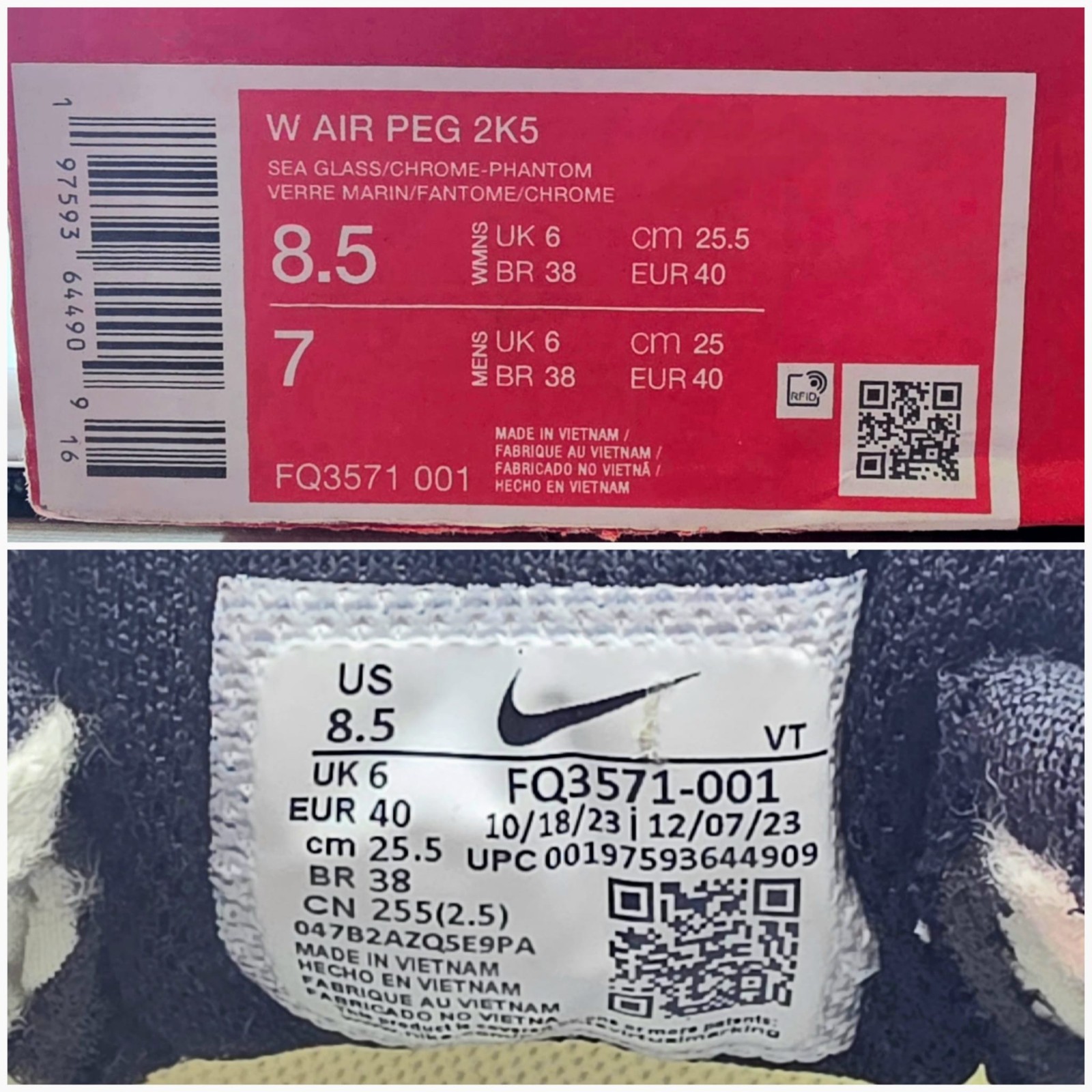 Nike Air Pegasus 2K5 Women’s Sneakers Shoes New FQ3571-001 (Size EU 40)