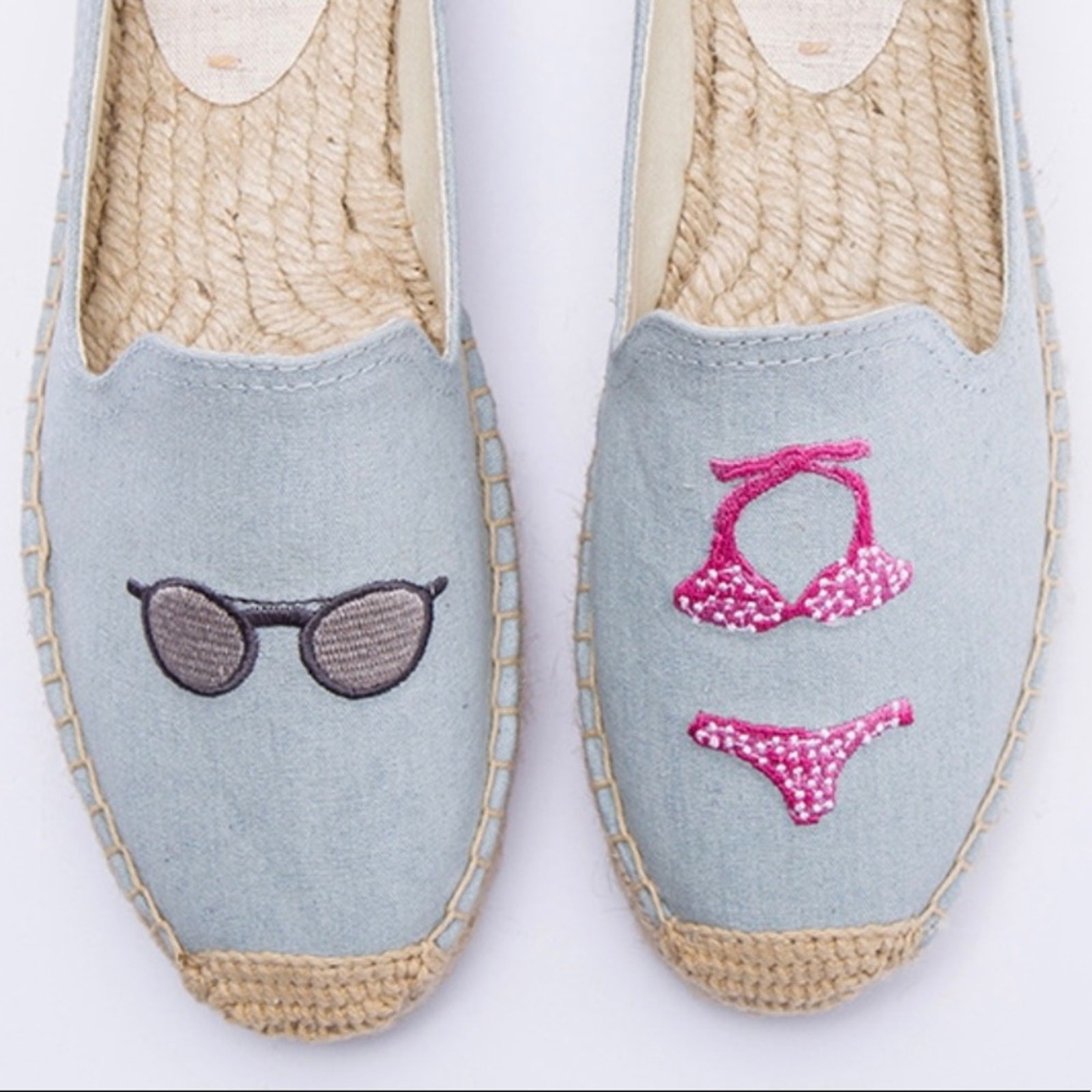 Soludos Eco-friendly Tencel Chambray Sunglasses & Bikini Espadrille Slide Ons 7