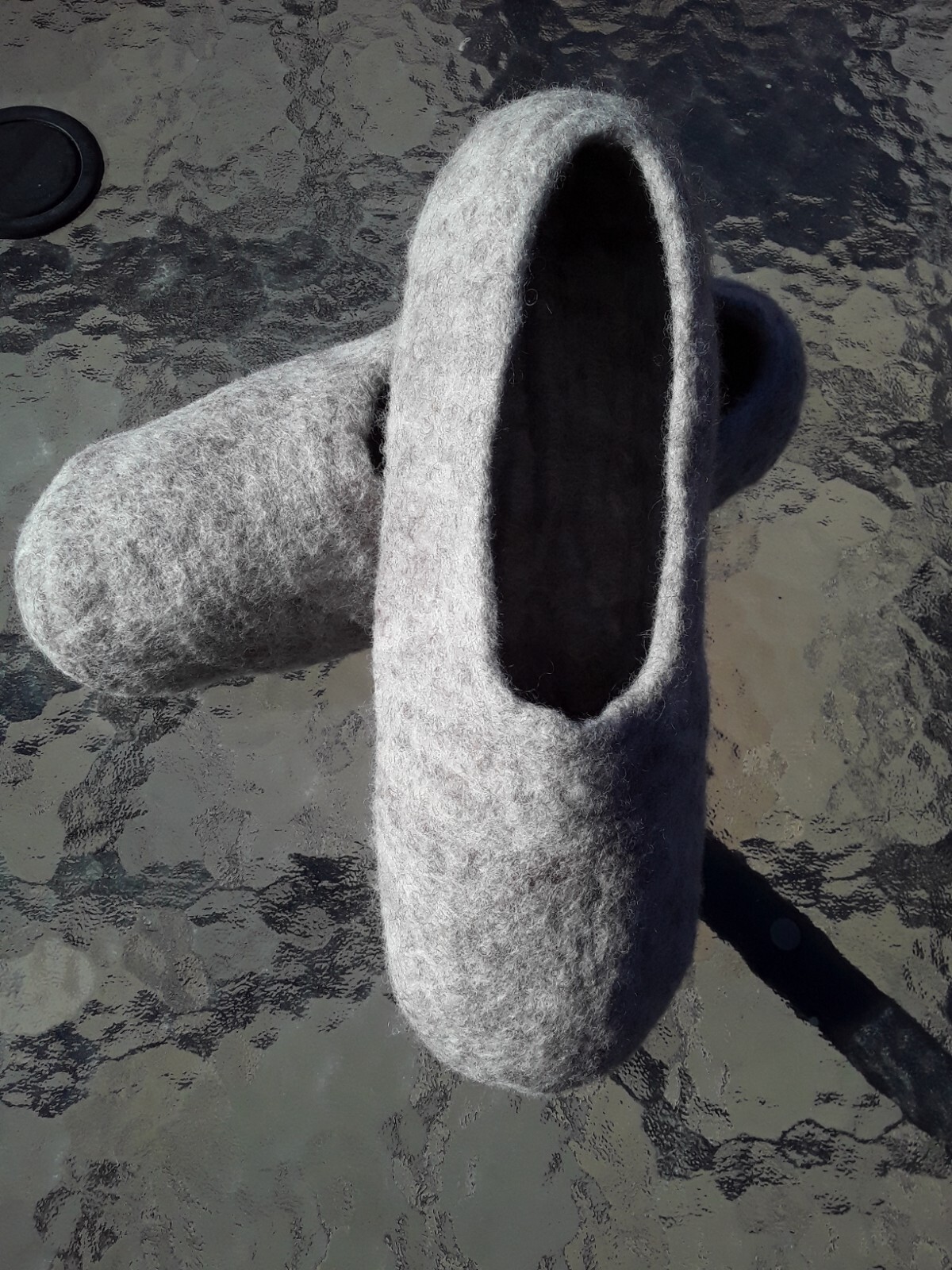 Grey Gray Slippers 100% wool merino blend Houseshoe made USA felt Size6 7 8 9 10