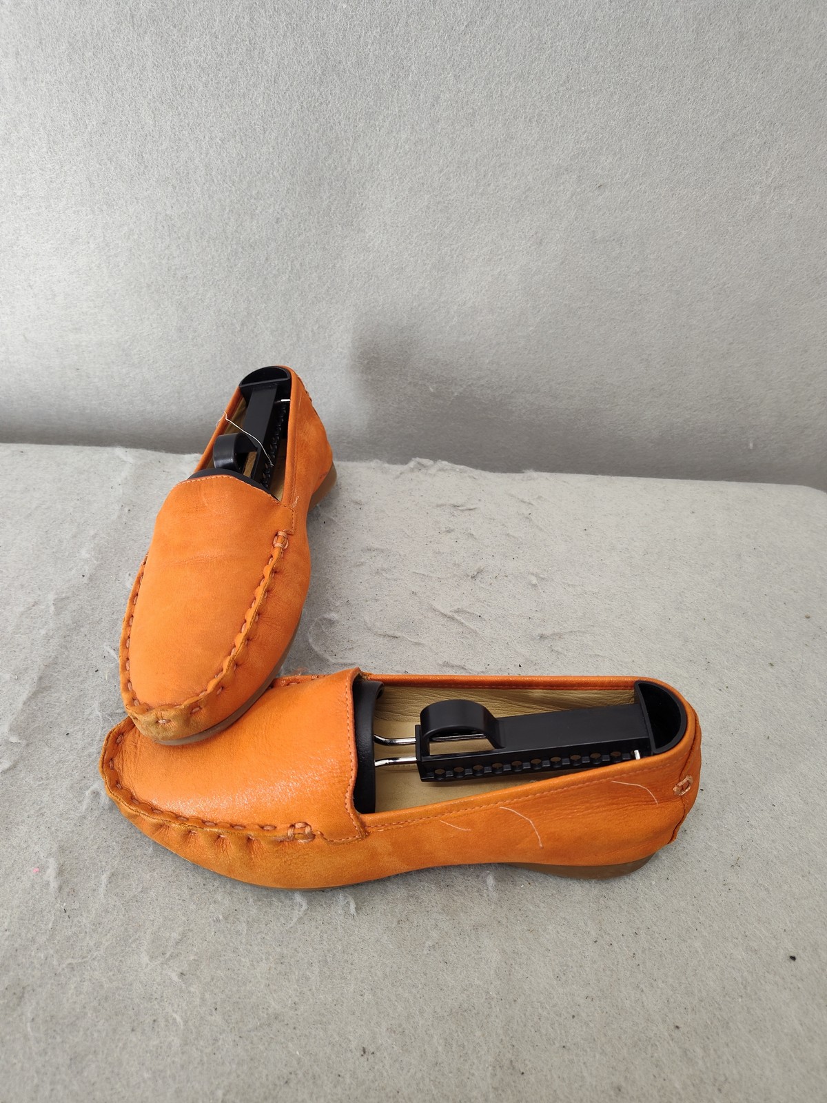 Nurture Women Loafers 6.5 Orange Leather Slip On Flats Comfort Shoes Made Brazil