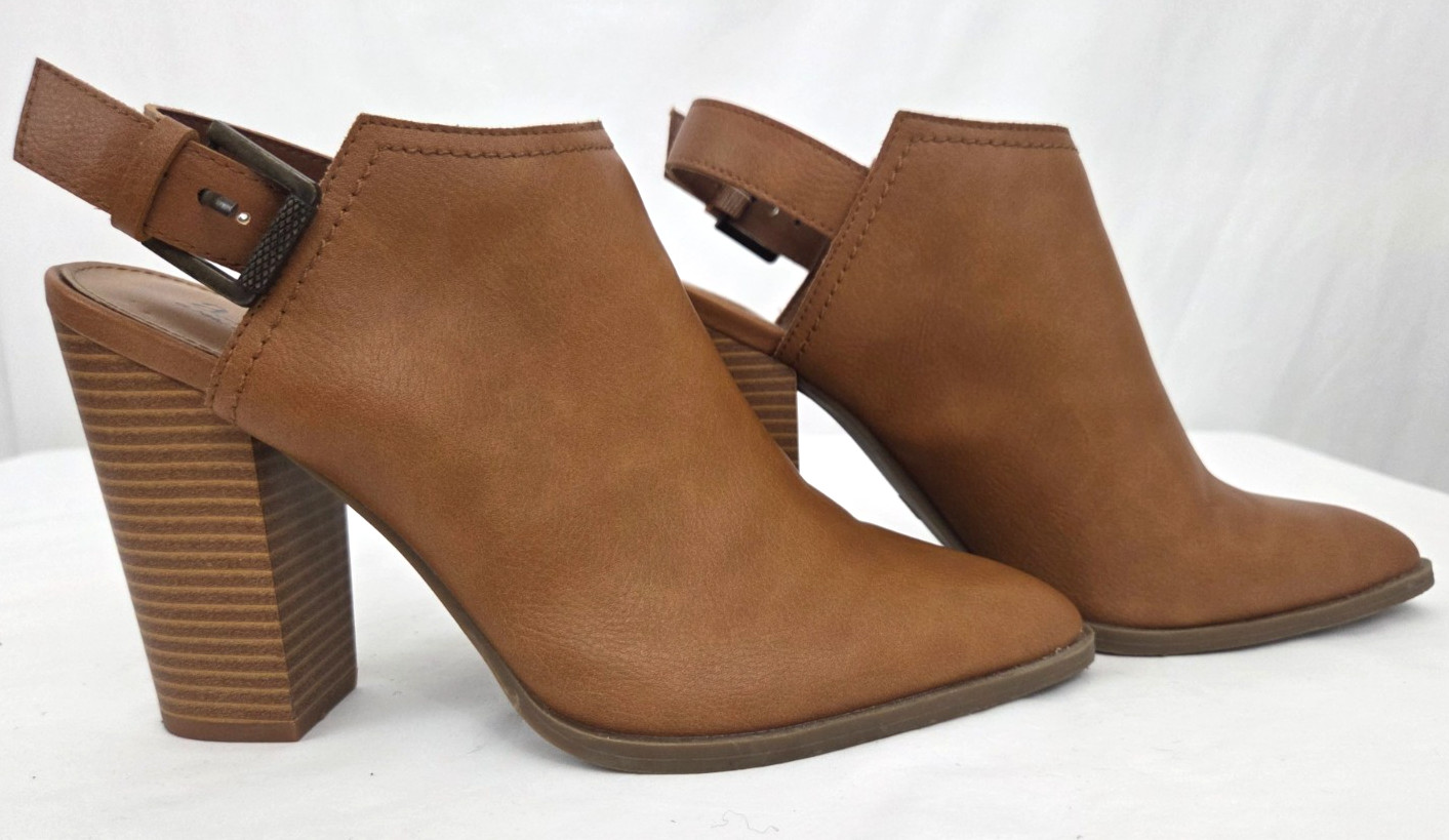A New Day Women’s Brown Slingback Booties Pointed Toe Block Heel Size 9