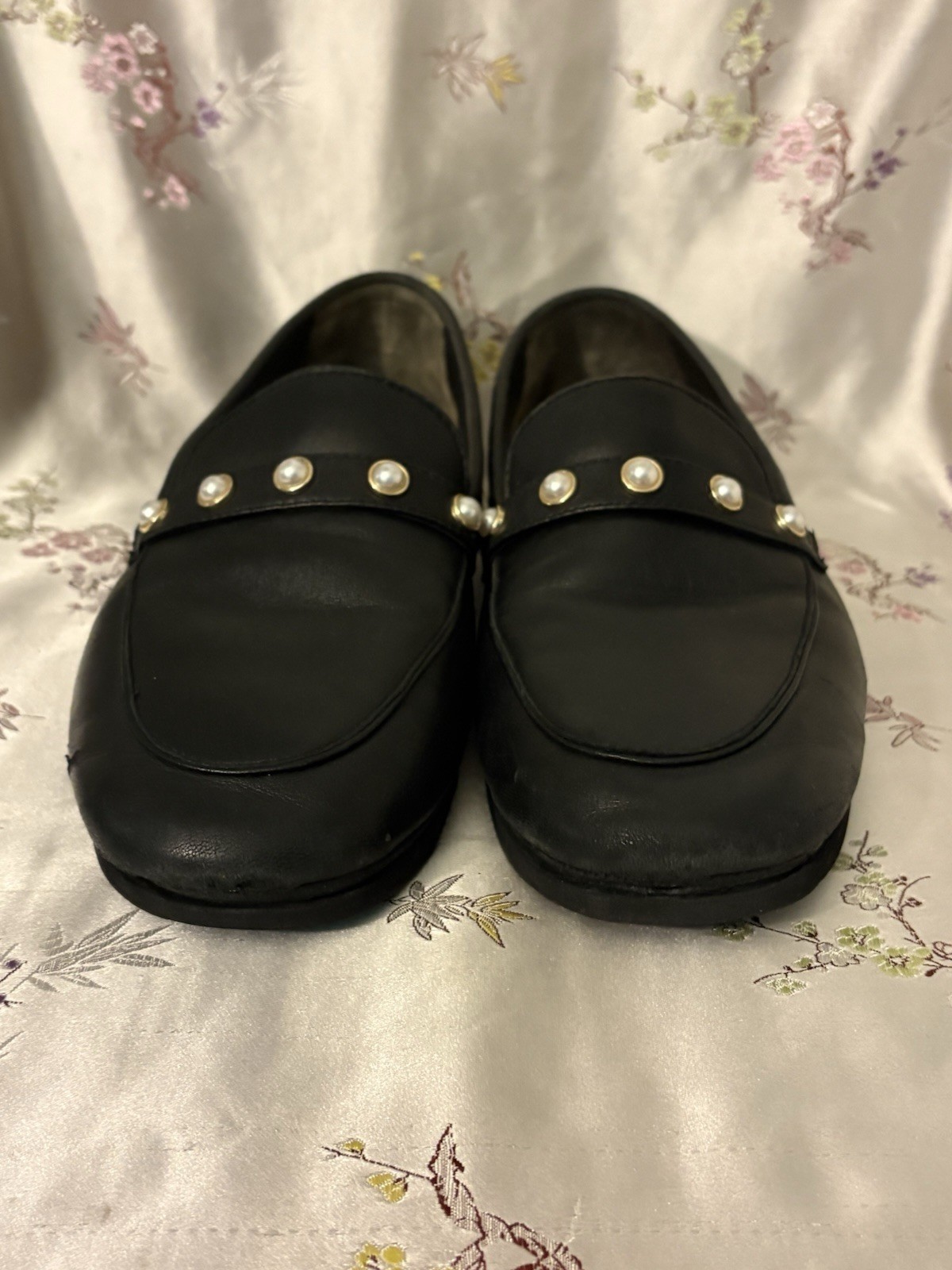 Stuart Weitzman Loafer Black Pearl Leather Loafers EU39 US8.5