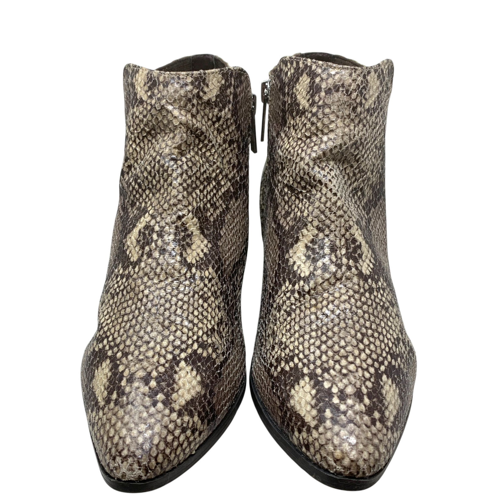 Unisa Sz 9 Brown Snake Reptile Embossed Vegan Leather Print Ankle Boots Booties
