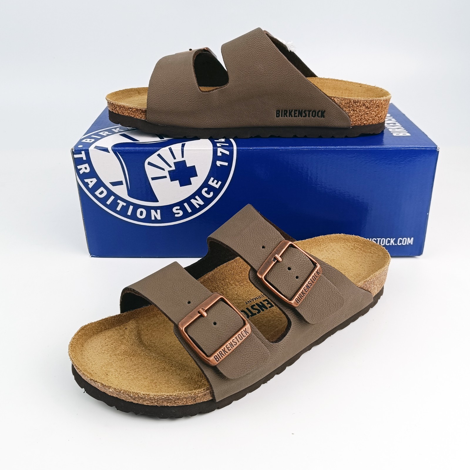 New Birkenstock Arizona Birkibuc Unisex Mocha Shoes EU37-45 With Packaging Box