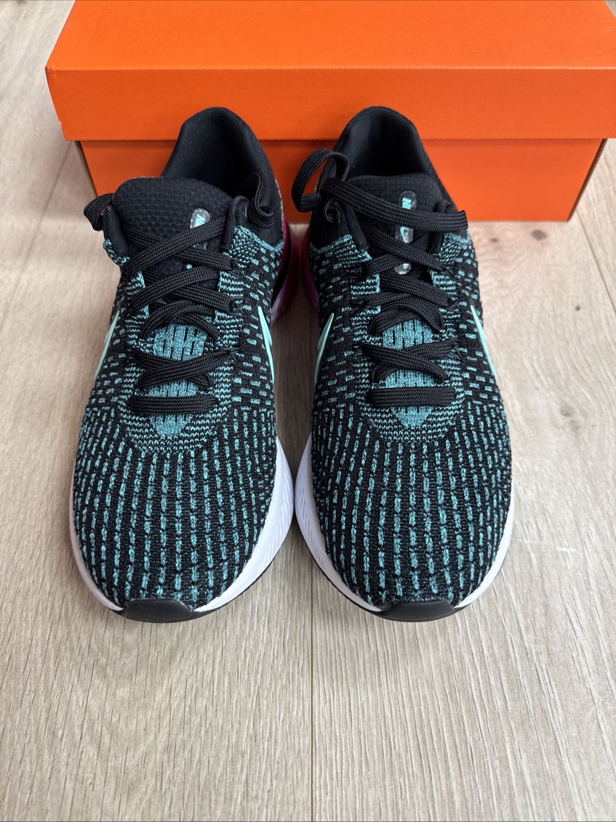 NEW AUTHENTIC NIKE REACT INFINITY FLYKNIT RUN 3 «BLACK PINK TURQUOIS»WMNS US 8.5