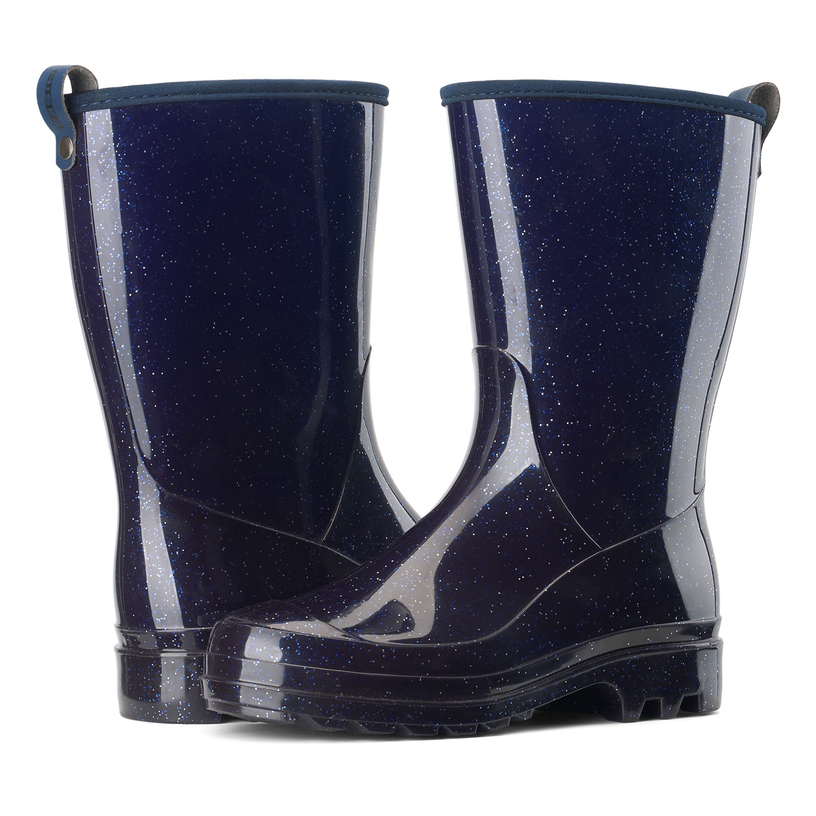 HISEA Women Waterproof Rain Boots Glossy Mid-Calf Wellies Non-Slip Garden Shoes